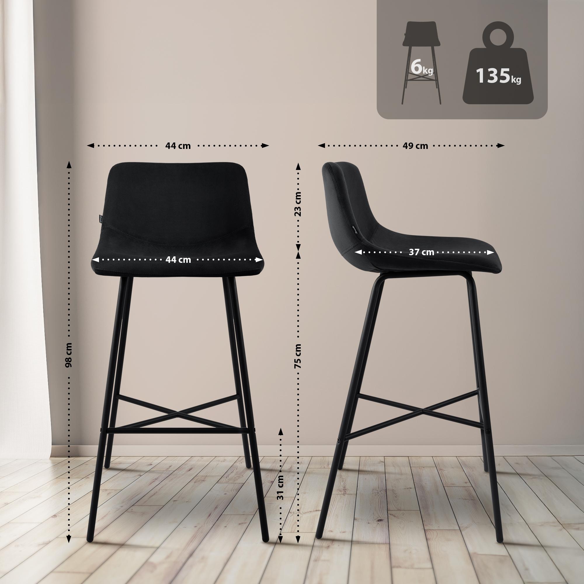 Barhocker Altona Samt, schwarz