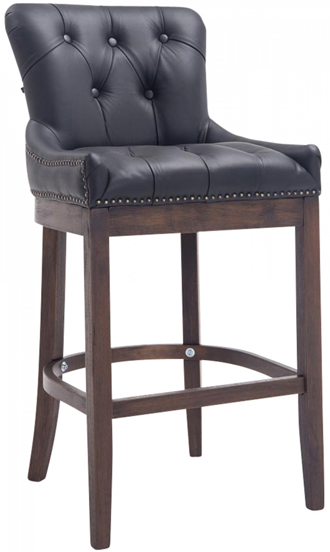 Barhocker Lakewood Echtleder, Antik, schwarz