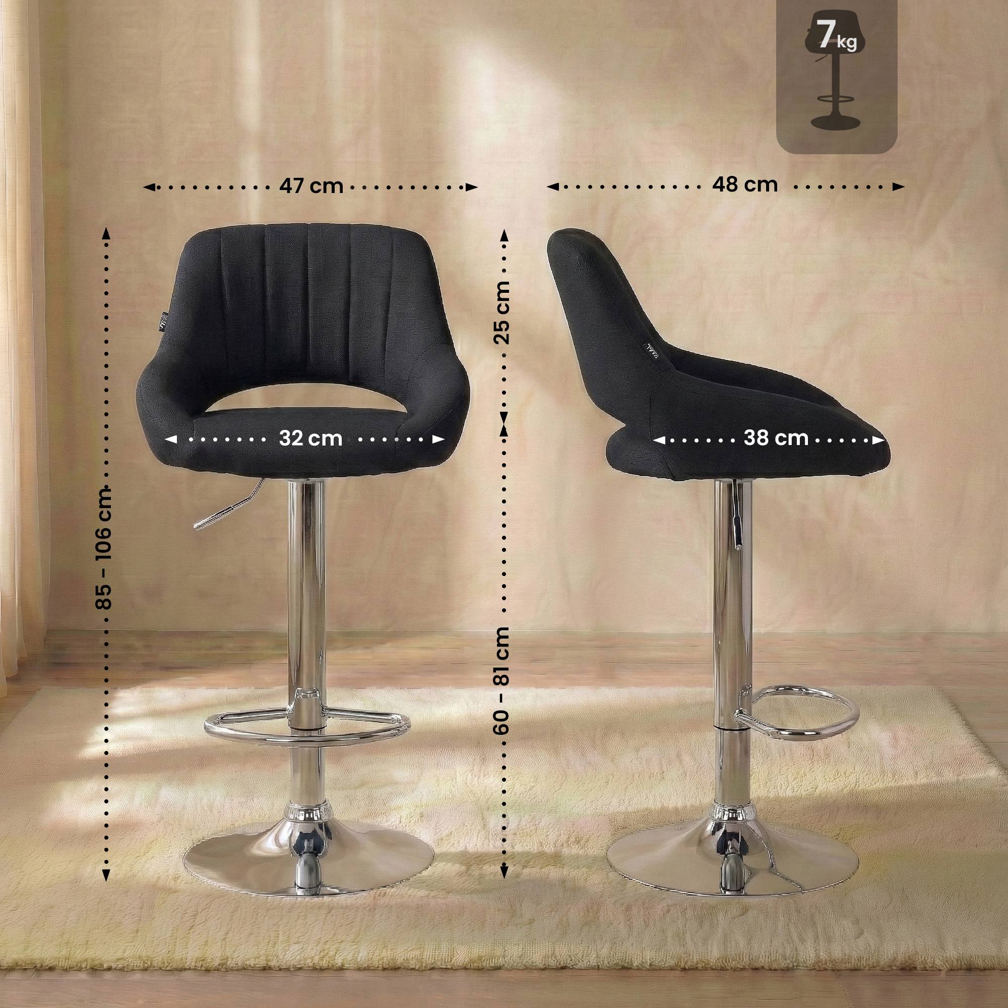 Barhocker Milet Stoff chrom, schwarz