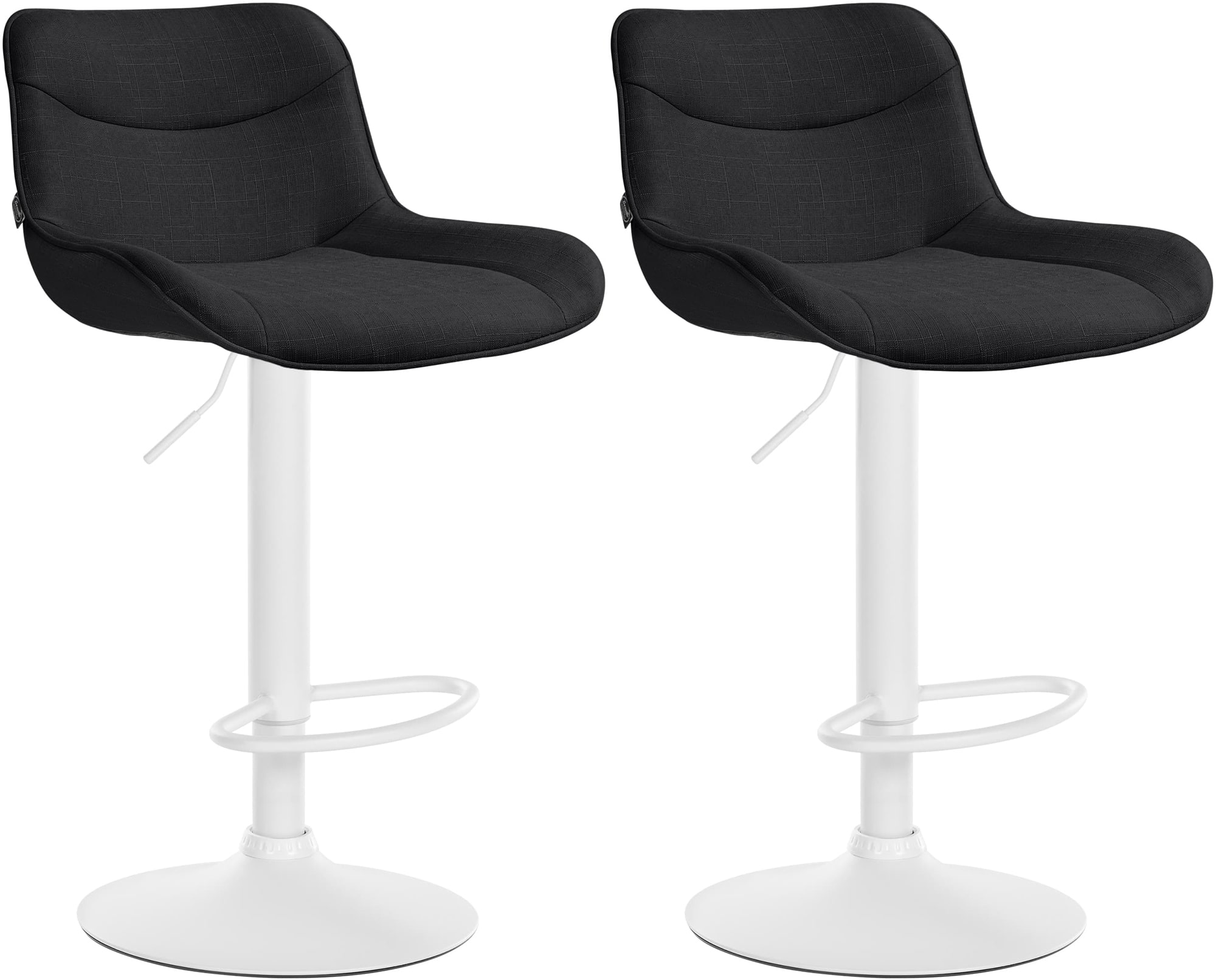 2er Set Barhocker Vonore Stoff weiß, schwarz
