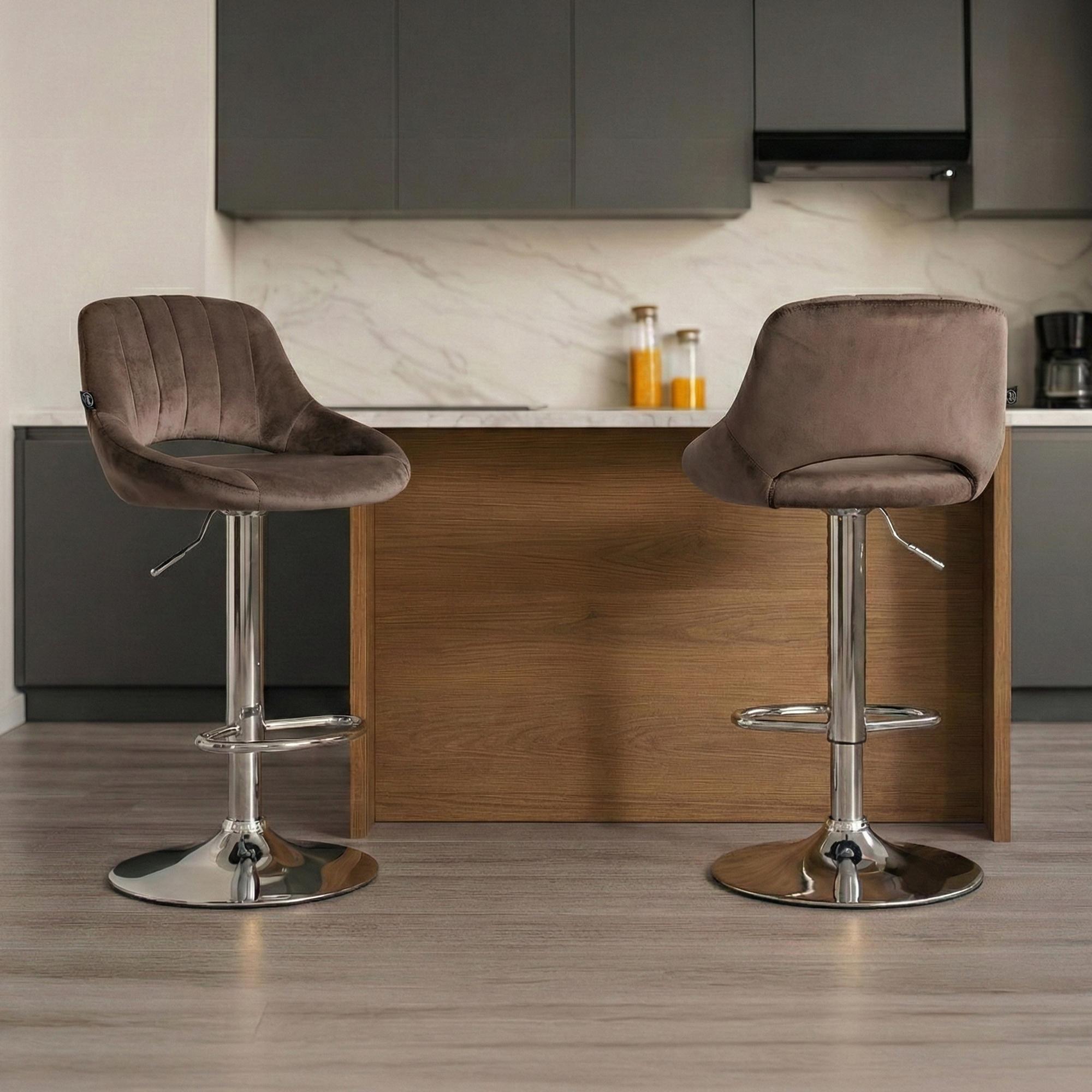 Barhocker Milet Samt chrom, braun