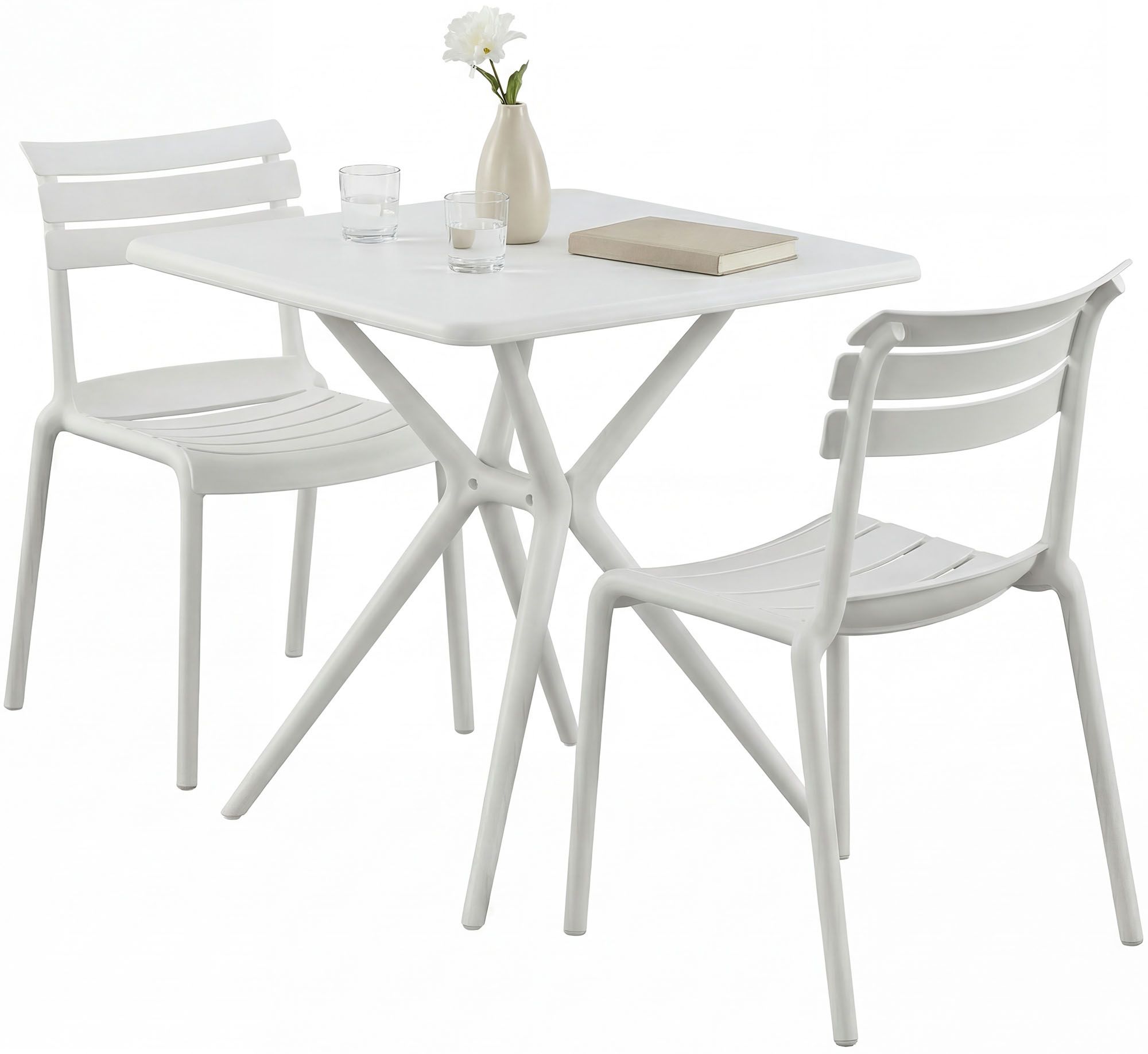 Gartenmöbel-Set Vela mit 2 Stühlen, weiß