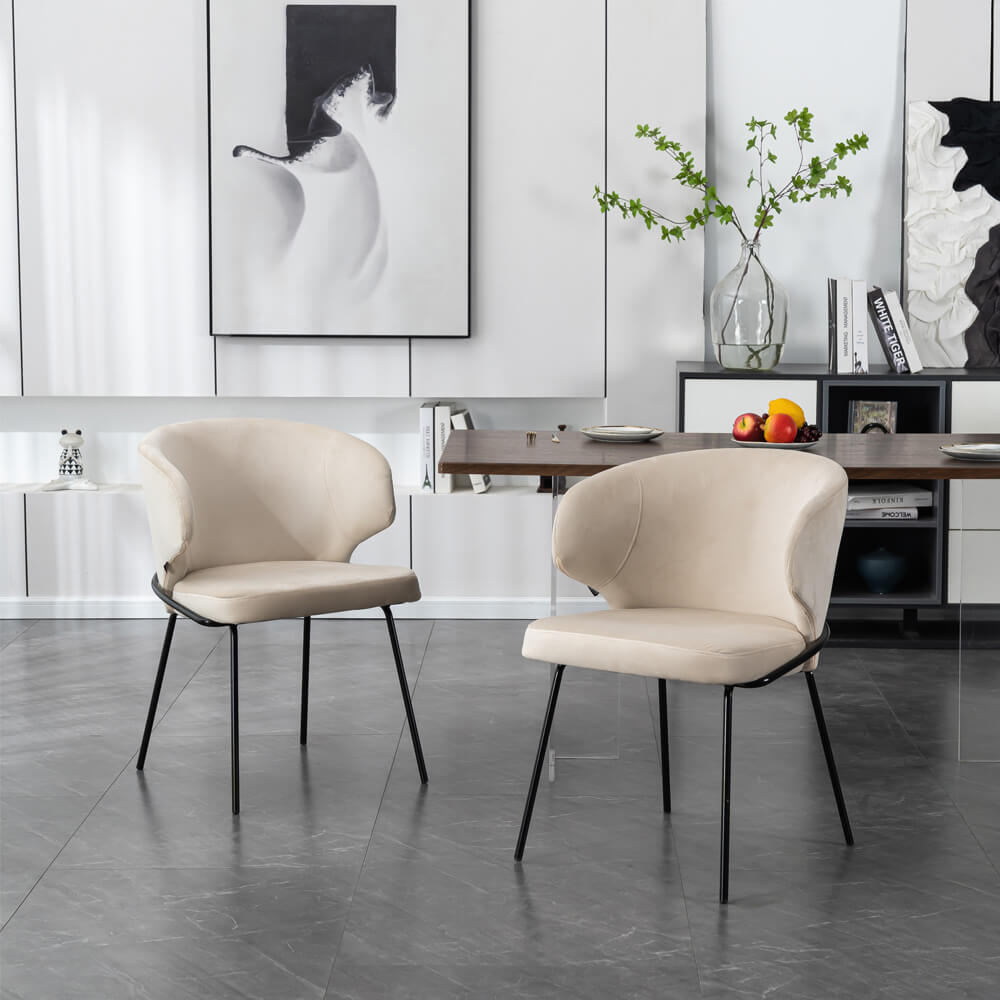 Esszimmerstuhl AMARA Samt - 5er Set Beige