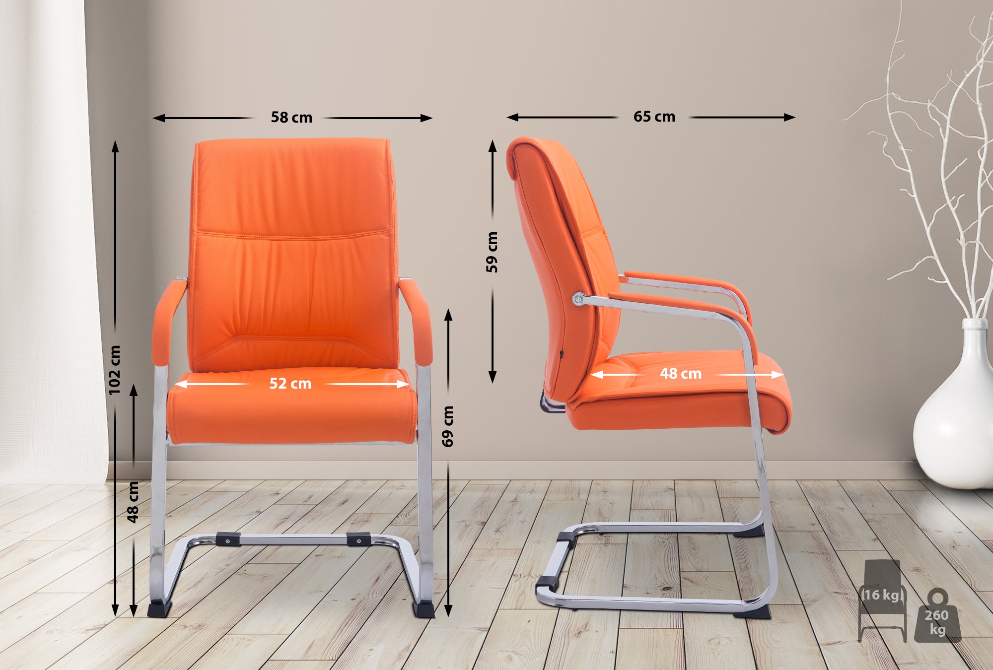 XL Besucherstuhl Anubis, orange
