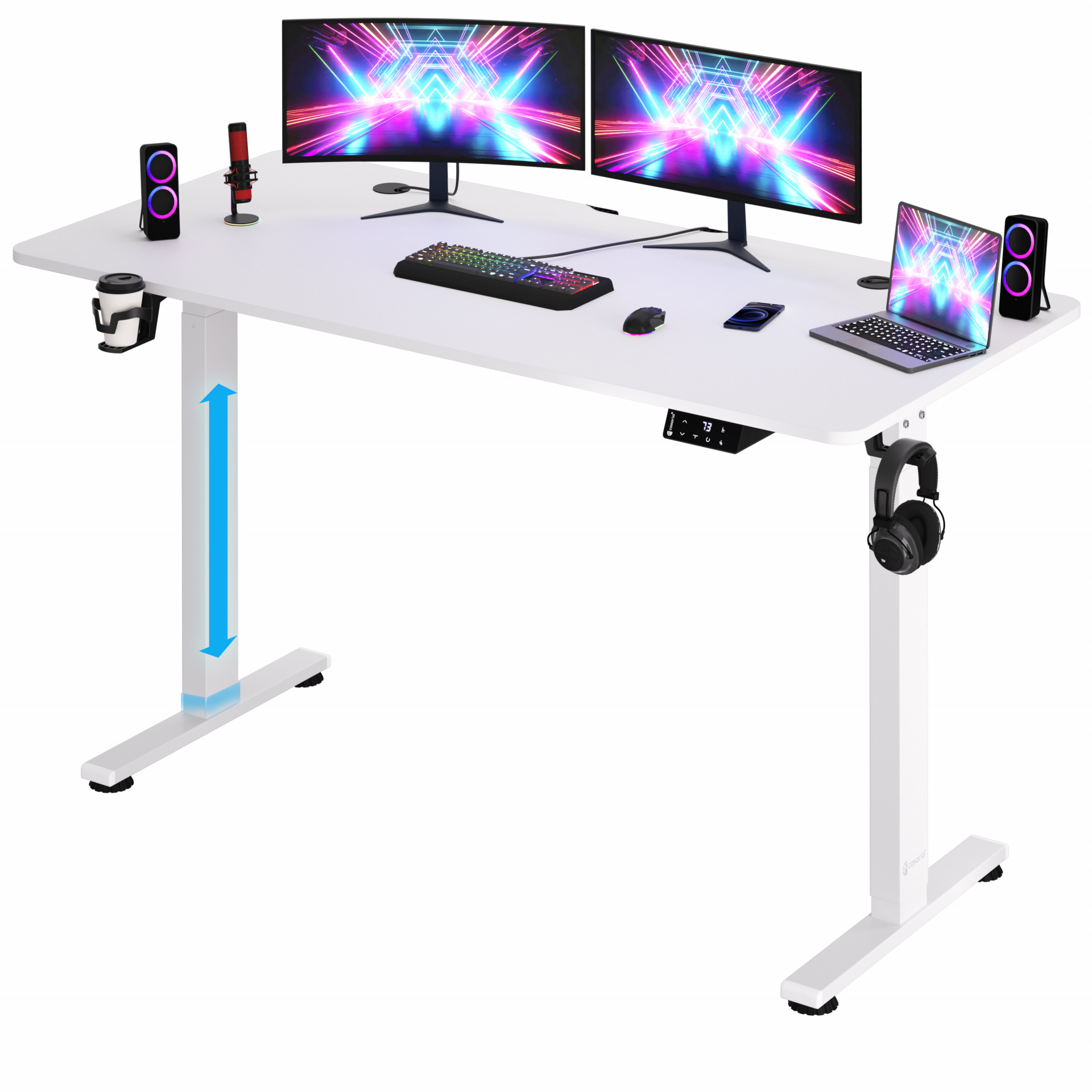 Höhenverstellbarer Schreibtisch Weiß 140x60x73-118cm