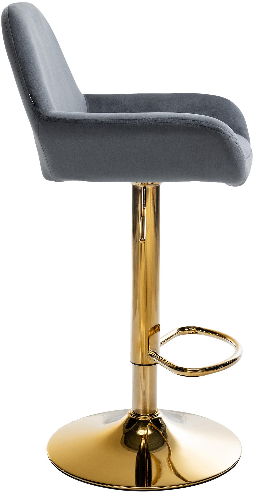 Barhocker Braga Gold Samt, dunkelgrau
