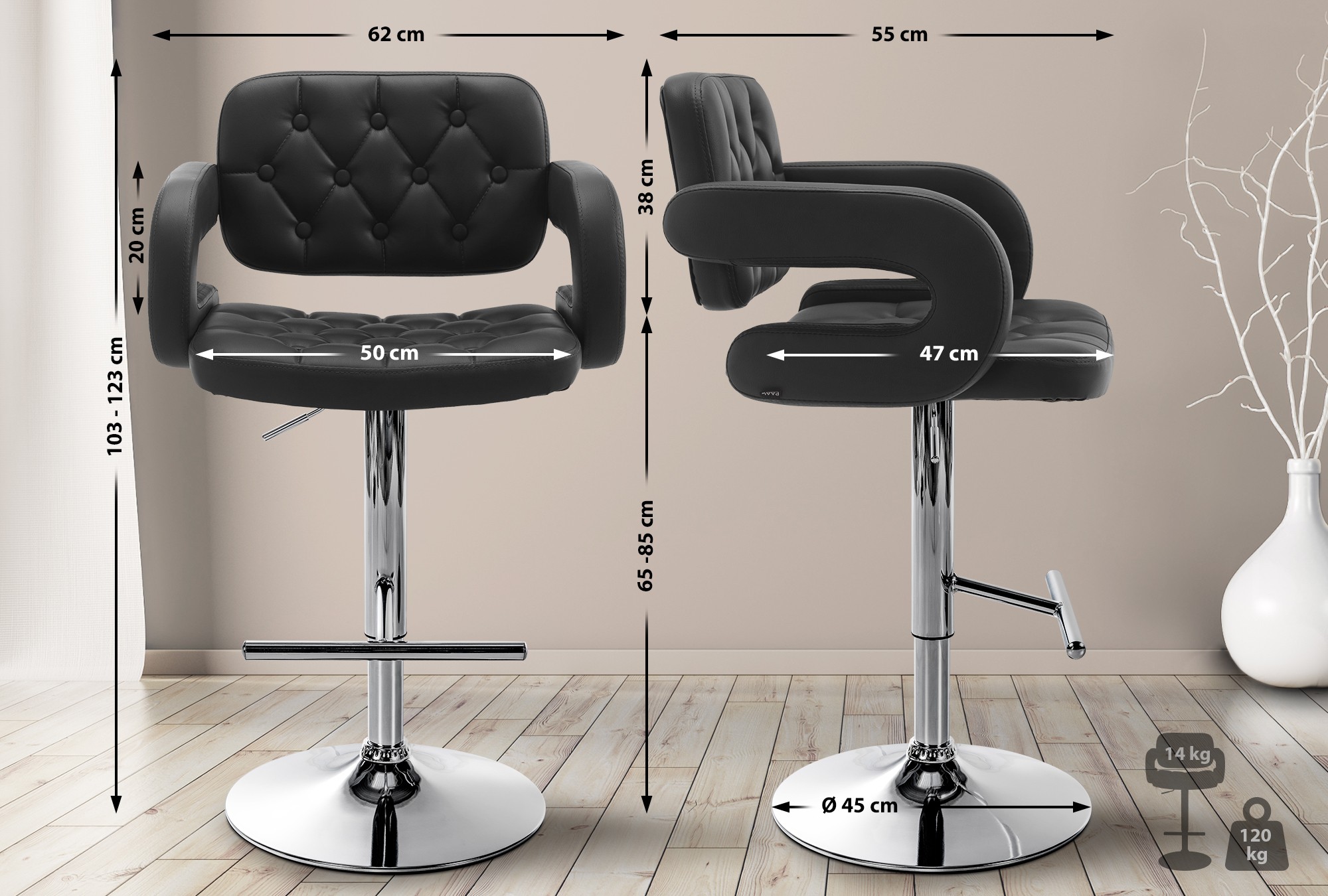 Barhocker Dublin C, schwarz