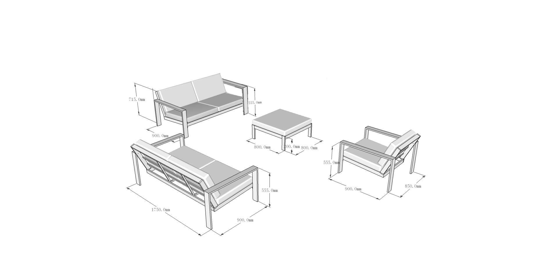 Gartenlounge Aluminium RIO XL - Anthrazit