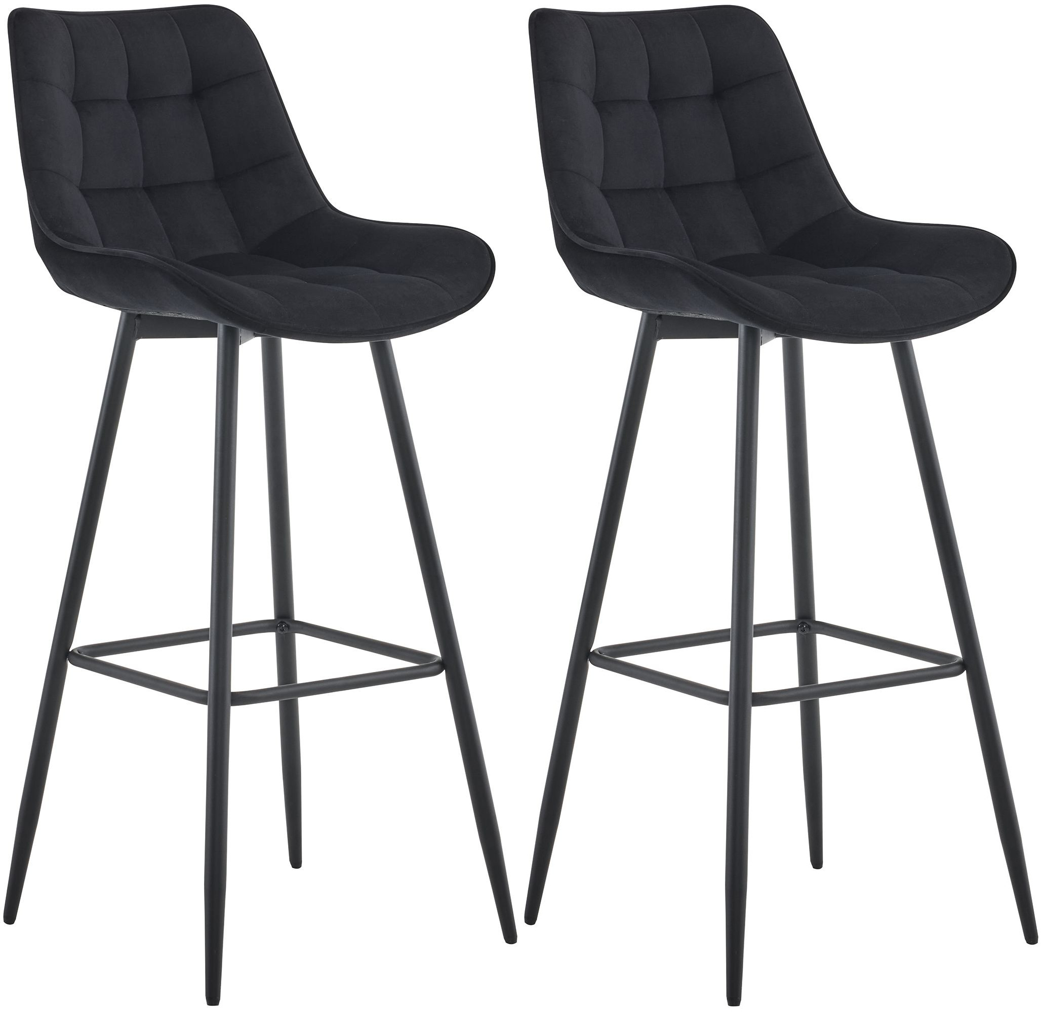2er Set Barhocker Dartford Samt, schwarz
