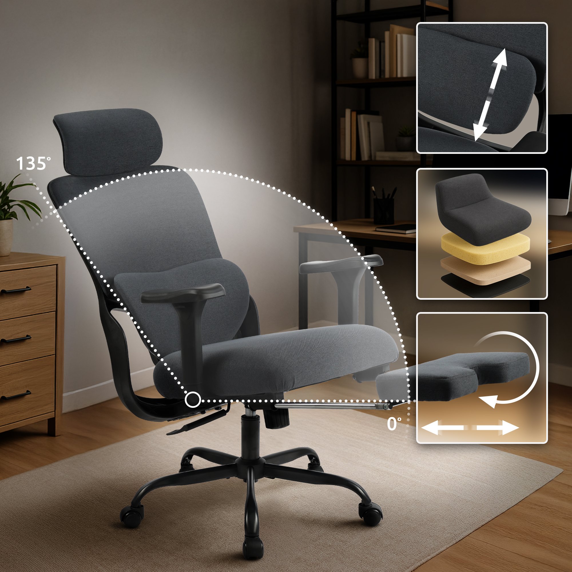 Bürostuhl Leesburg, schwarz/schwarz
