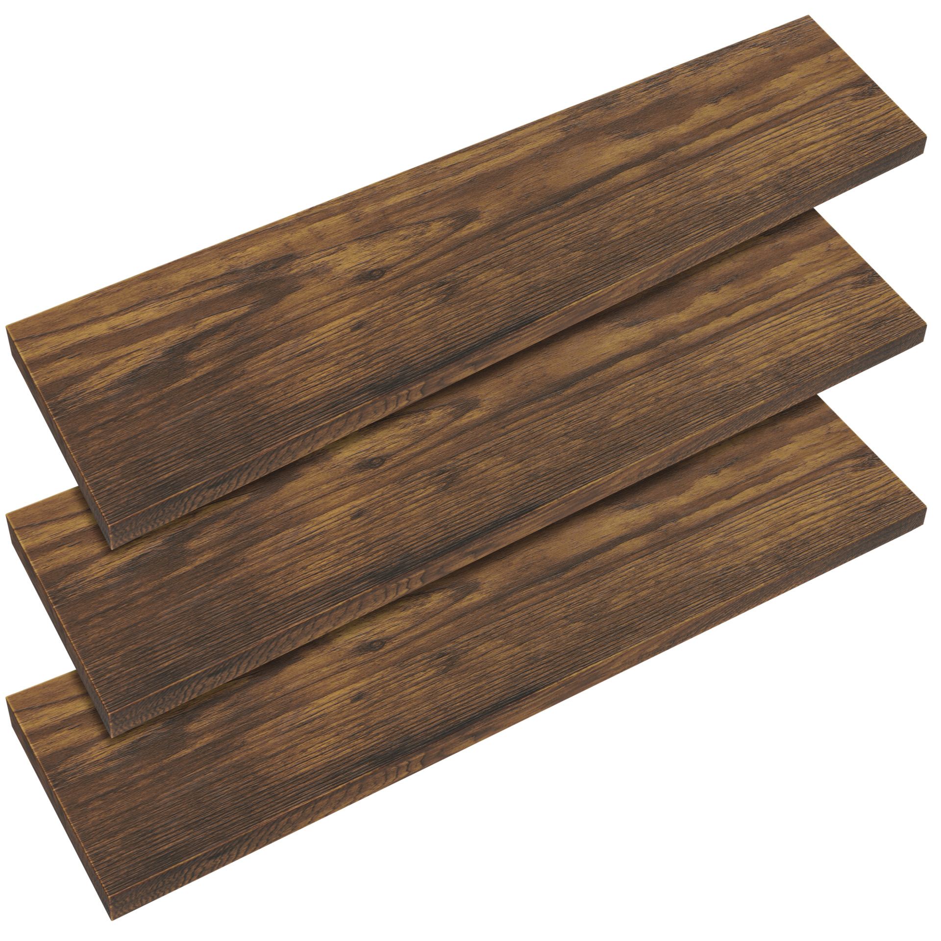 Wandregal Schweberegal 110cm 3er-Set Dunkle Eiche + Halterung