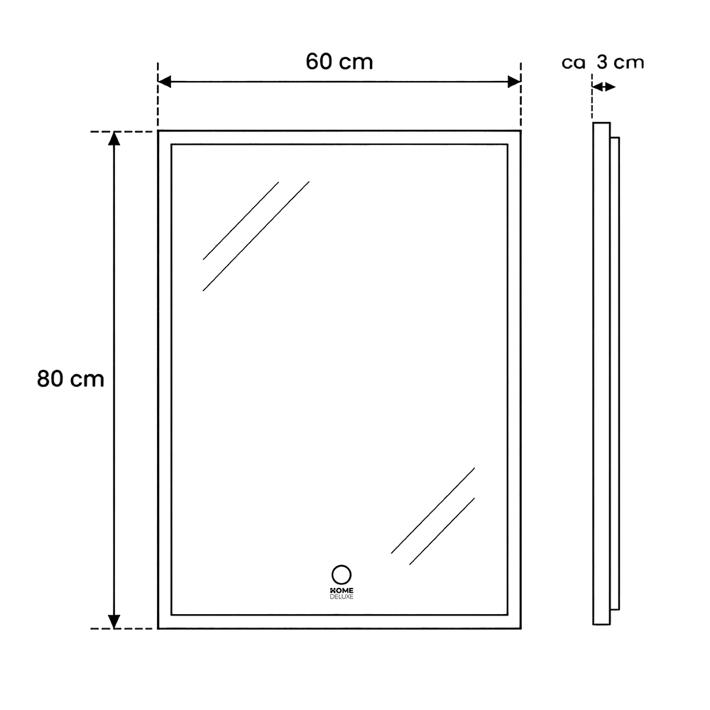 LED-Spiegel Rechteckig NOLA – 60 x 80 cm