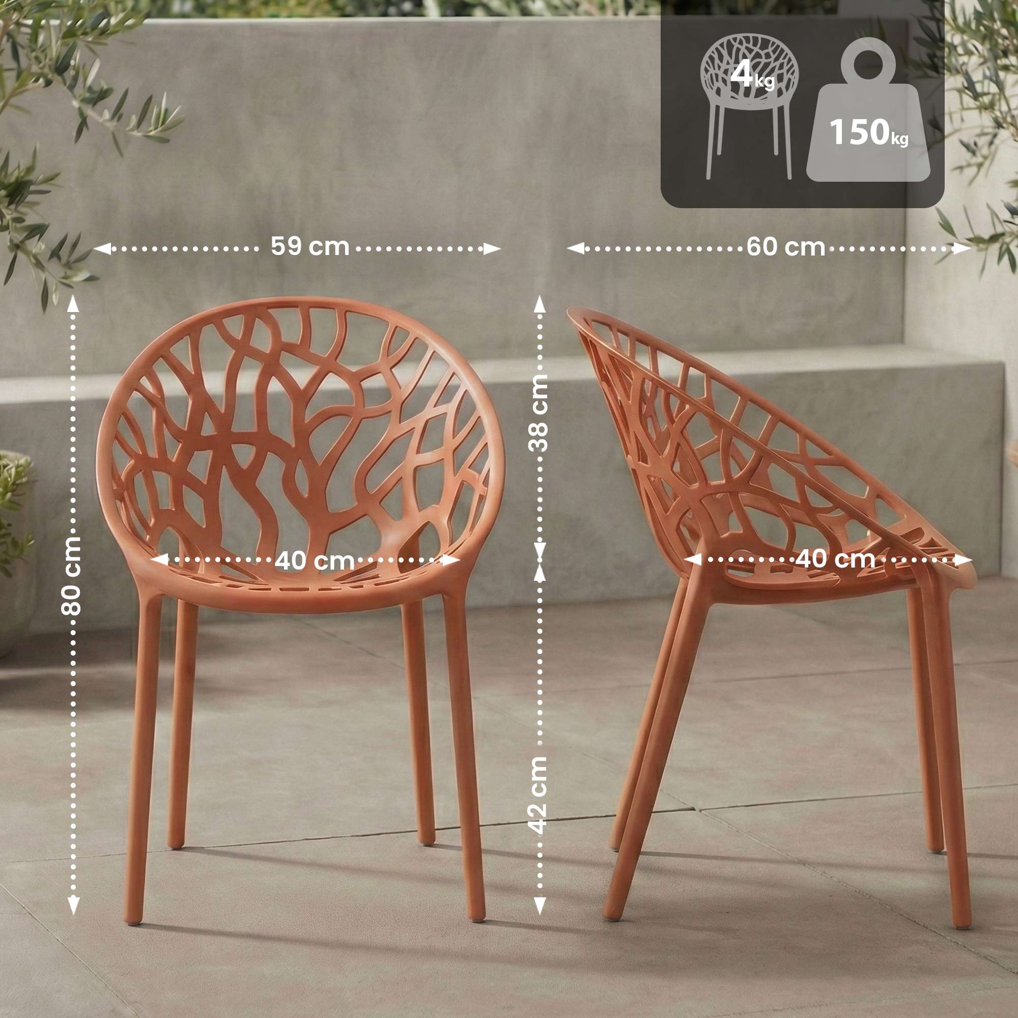 2er Set Stuhl Hope, terracotta