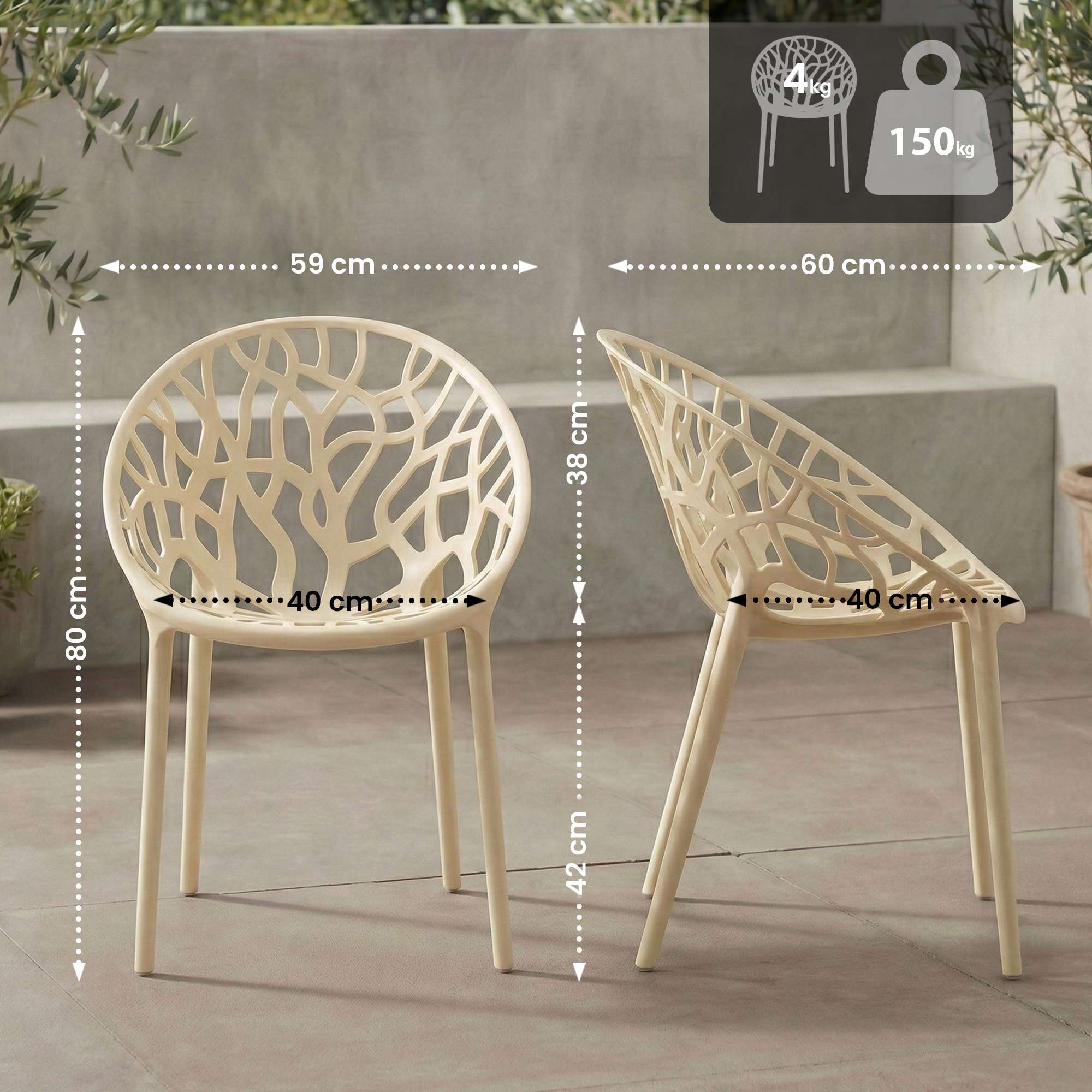 4er Set Stuhl Hope, creme
