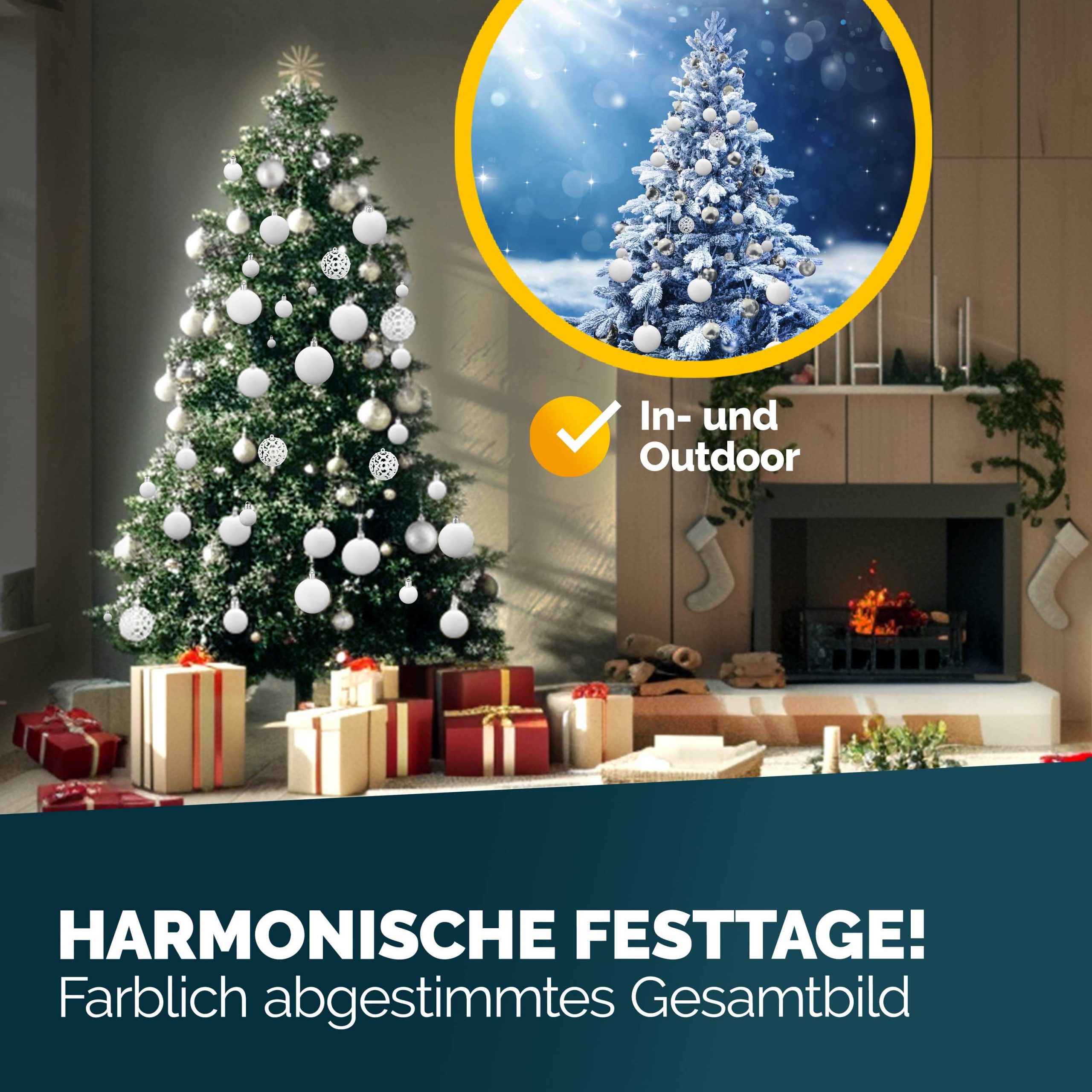 Weihnachtskugeln Weiß 100-tlg in matt, glänzend + glitzernd