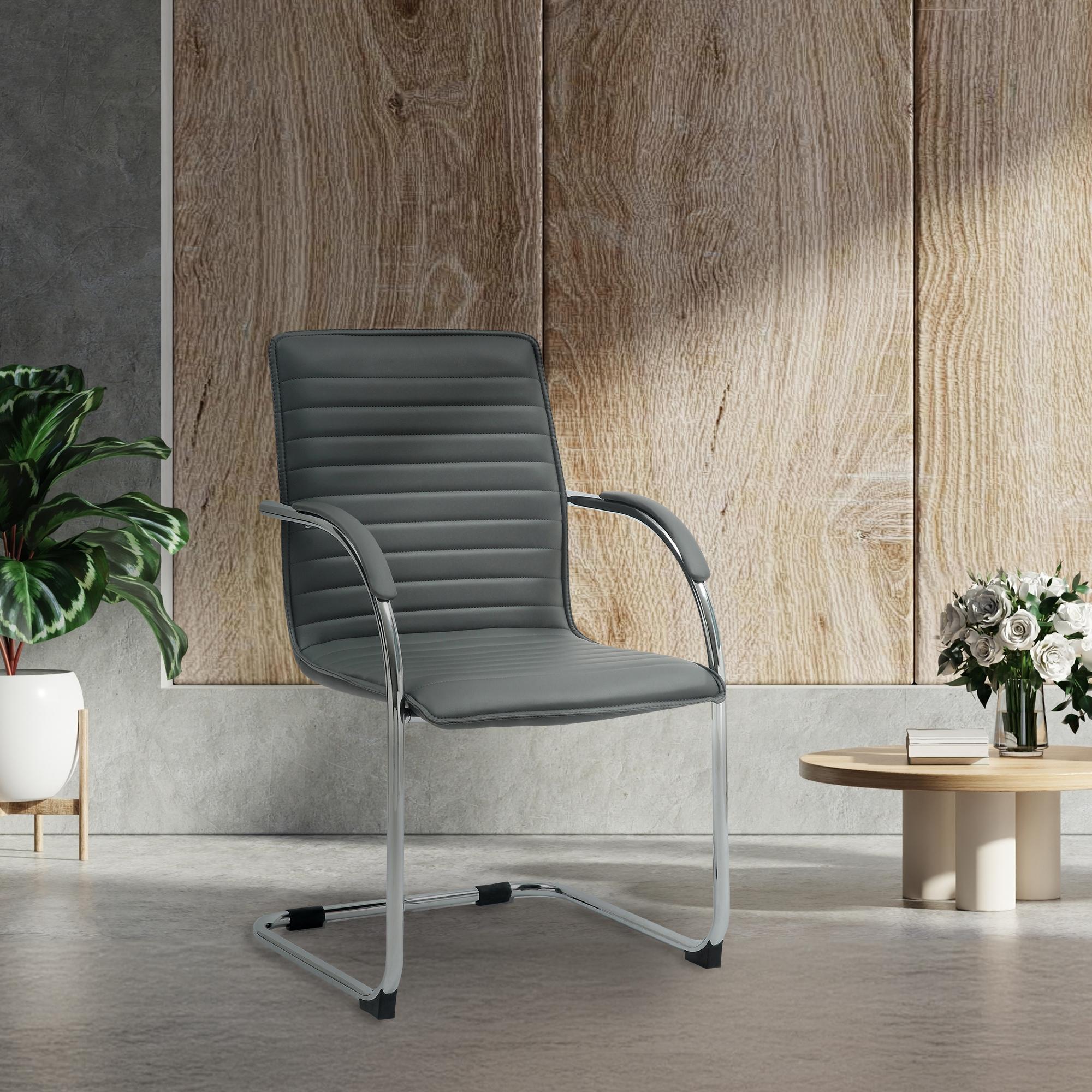 2er Set Besucherstühle Tira Kunstleder, grau