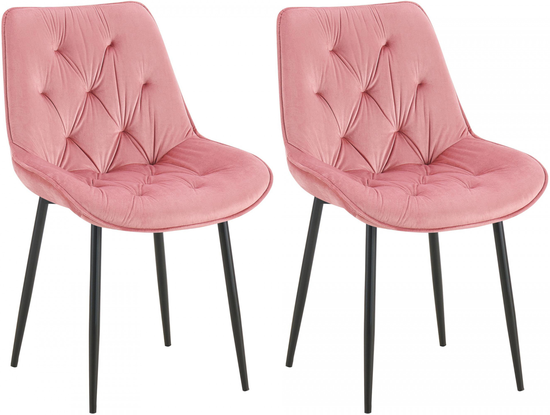 2er Set Esszimmerstuhl Wallace Samt, rosa
