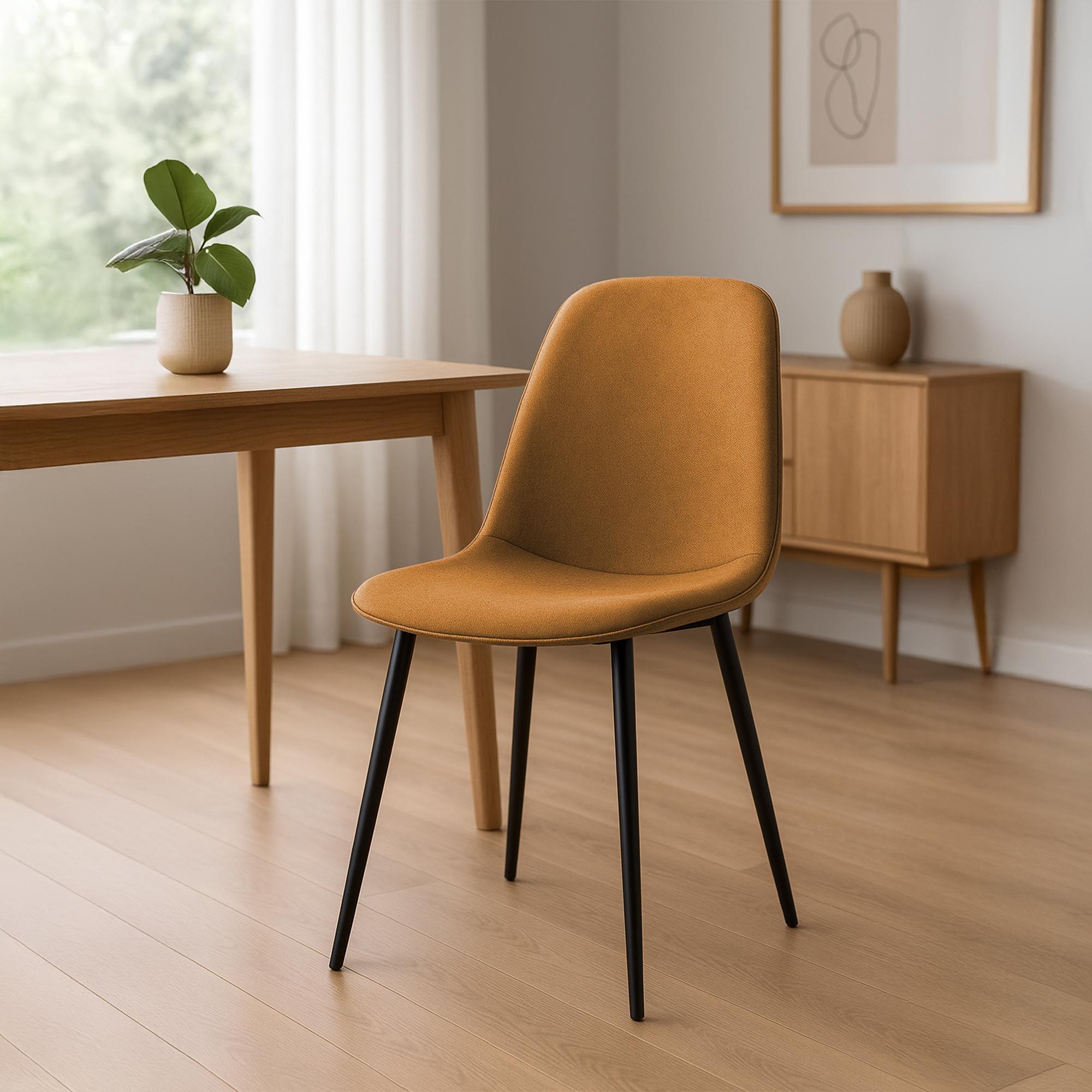2er Set Esszimmerstuhl Maryam Stoff, orange