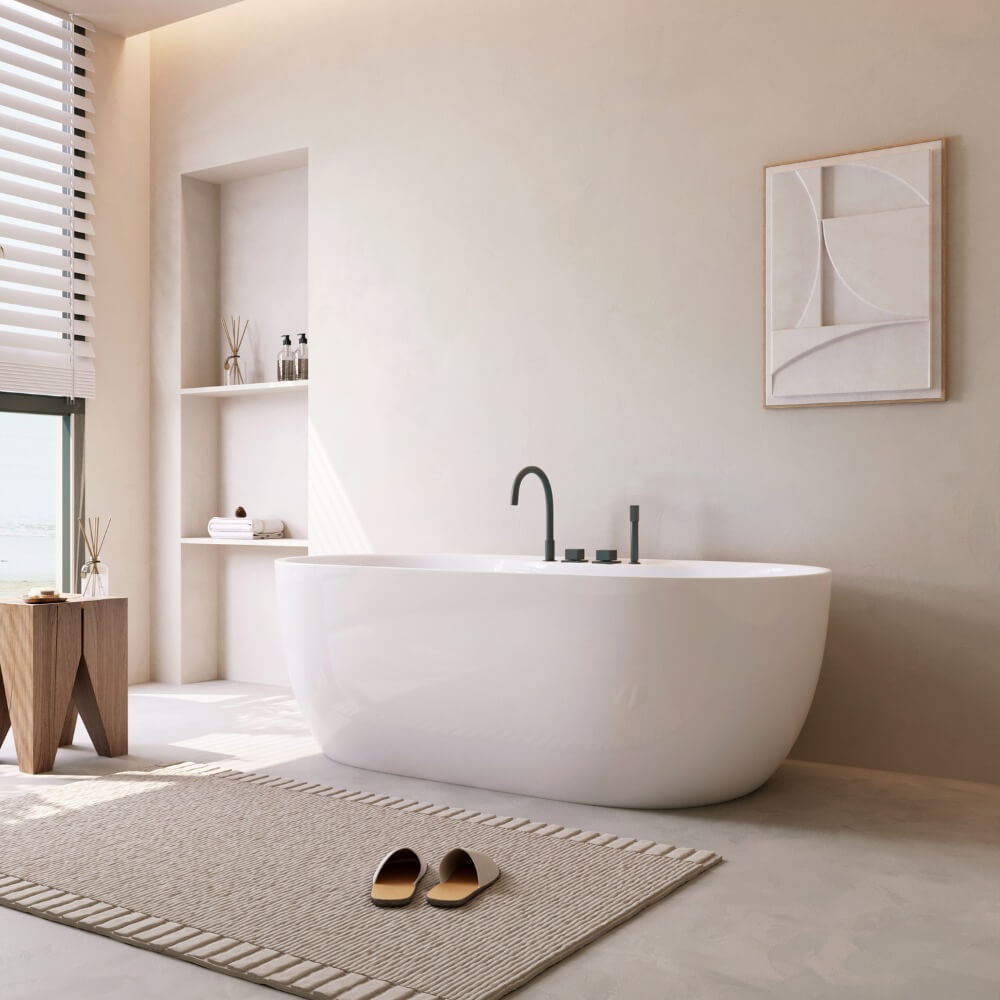 Badewanne mit schwarzer Armatur LENI - 170 x 80 cm