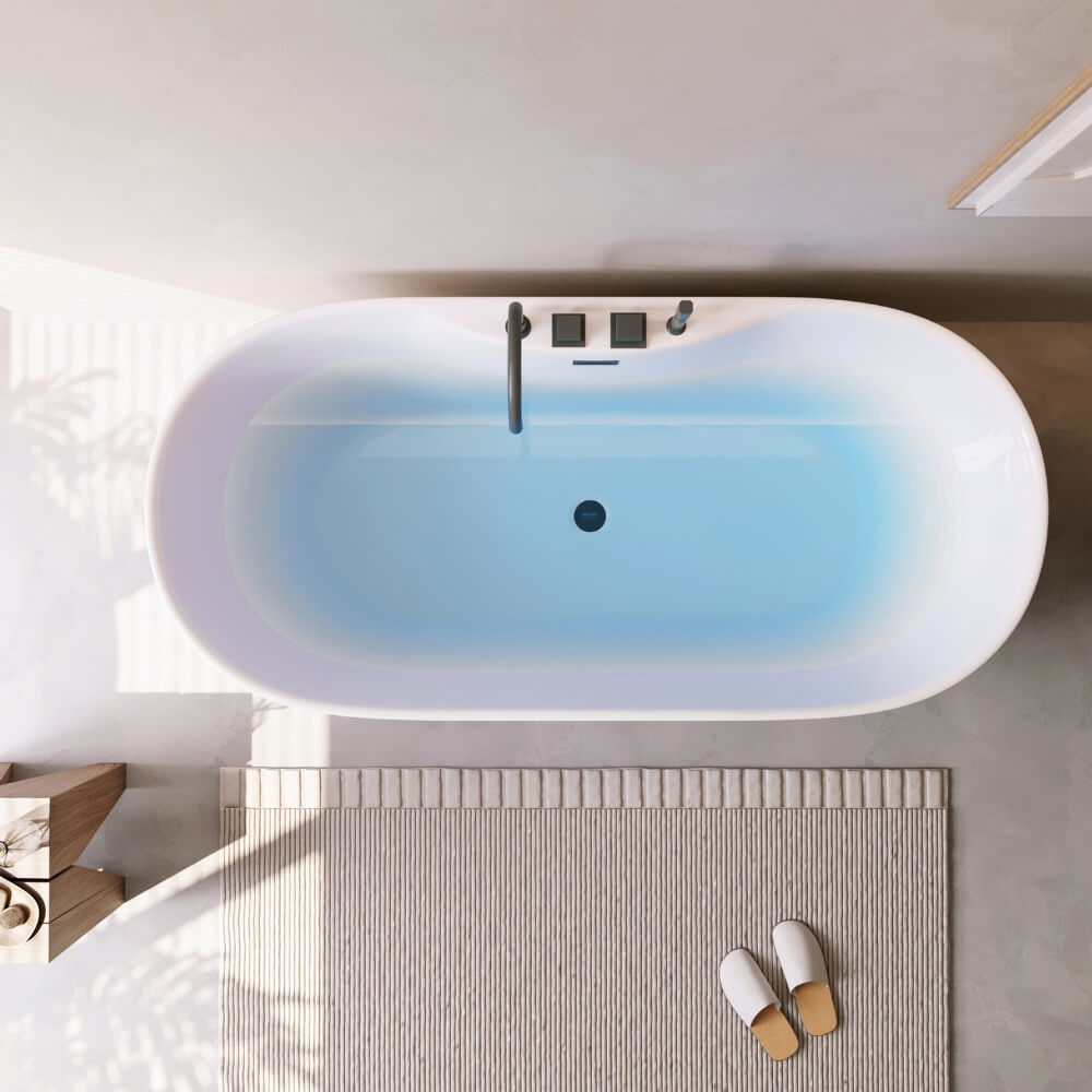 Badewanne mit schwarzer Armatur LENI - 170 x 80 cm