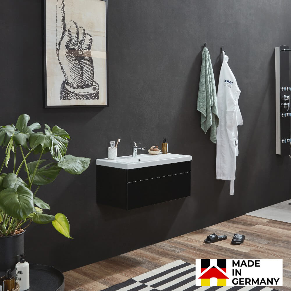 Badmöbel Komplettset WANGEROOGE BIG S - Schwarz Made in Germany