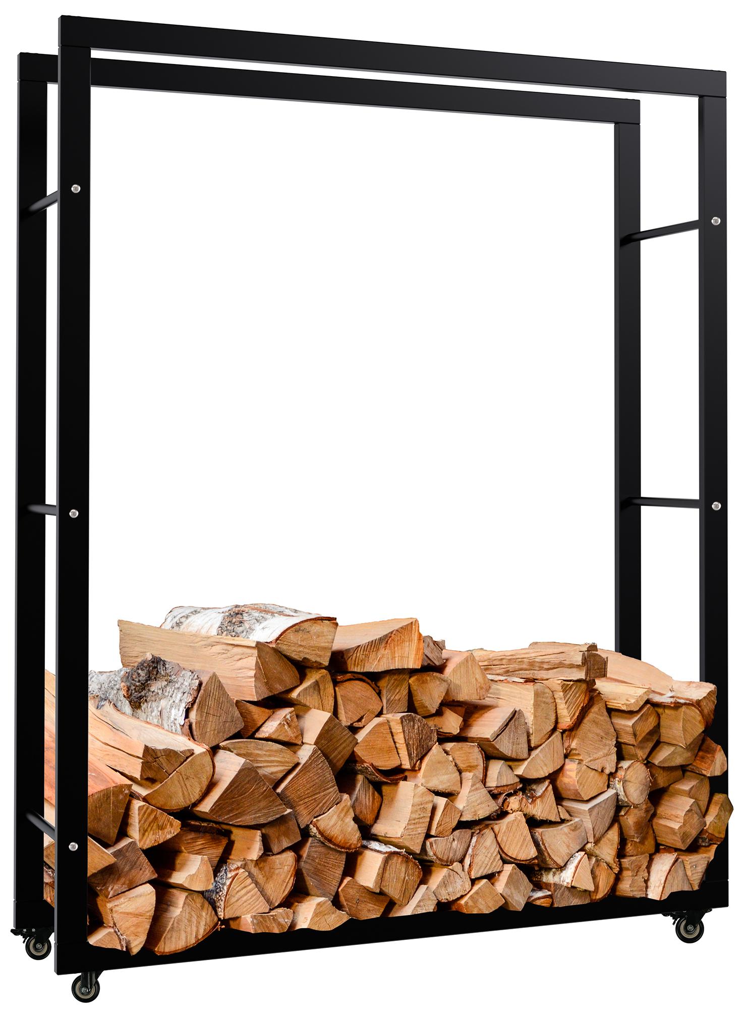 Kaminholzständer Keri mit Rollen 25x100x125, schwarz