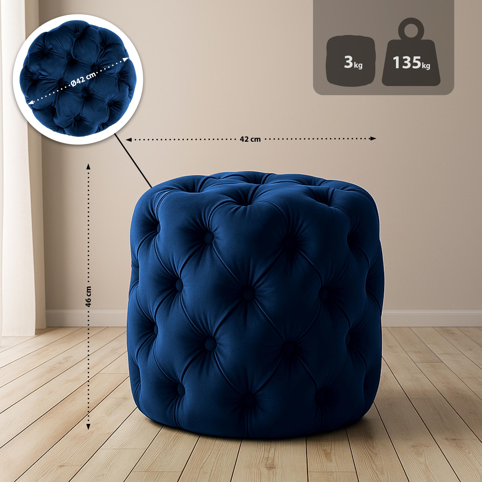 Sitzhocker Drancy Samt M, blau