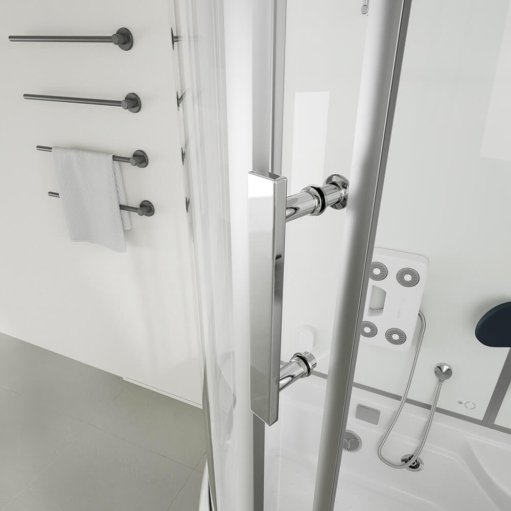 Dampfdusche mit Whirlpool ALLIN 4IN1 - 170 x 90 Weiß Links