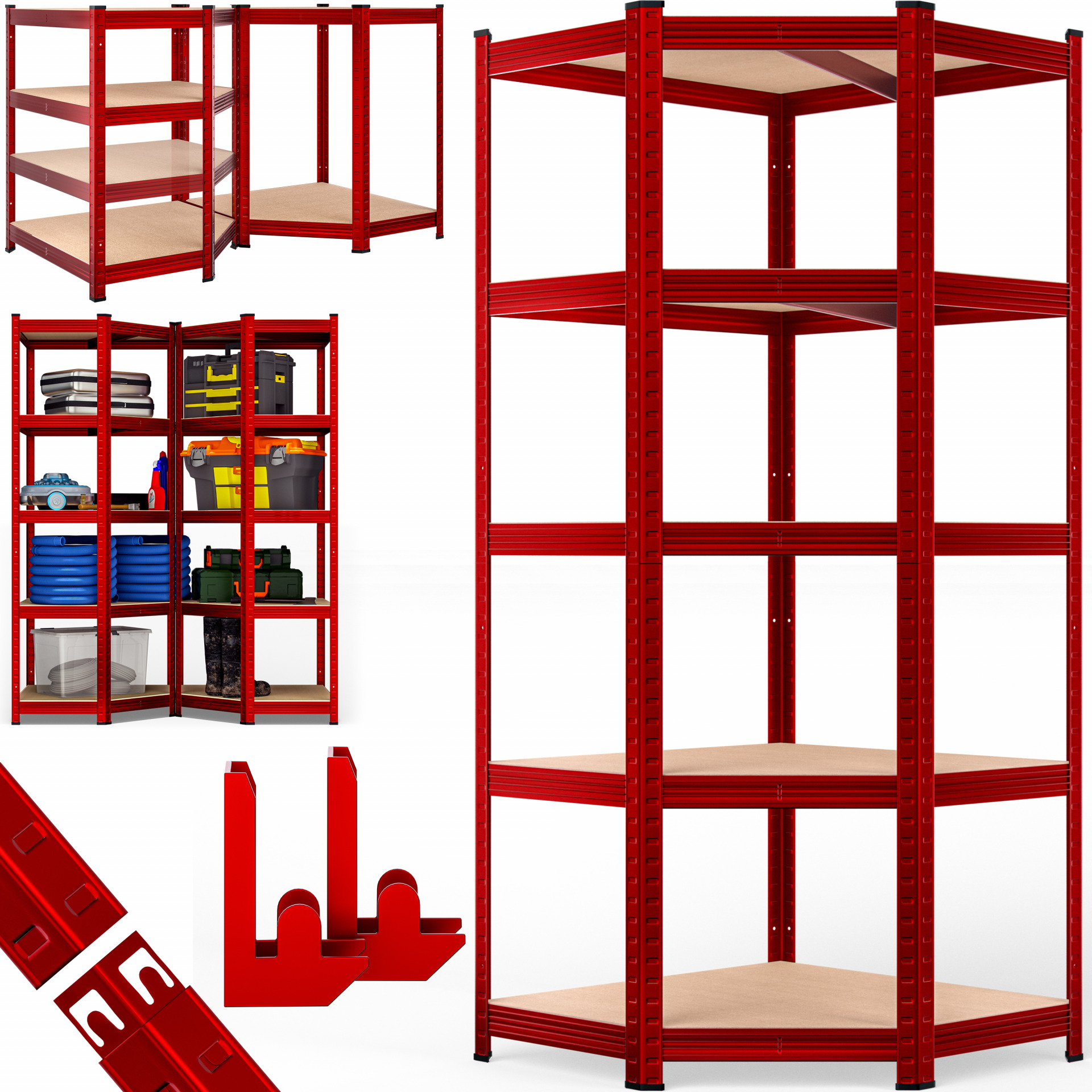 Schwerlasteckregal Rot 180x70x40cm verzinkt 875kg