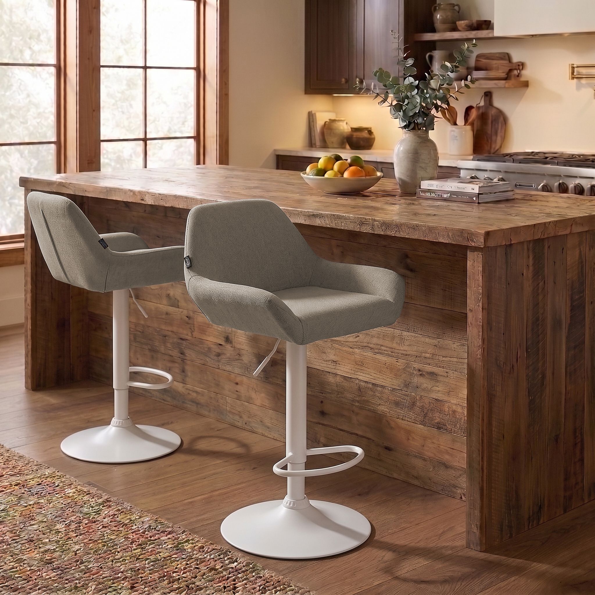 Barhocker Braga Stoff weiß, taupe