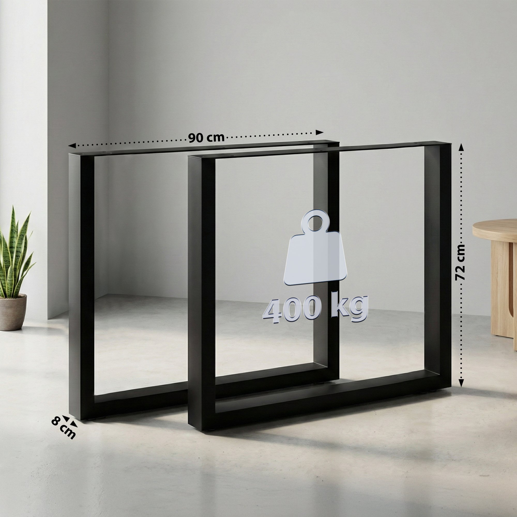2x Tischbeine Ilkan, 90 cm, schwarz