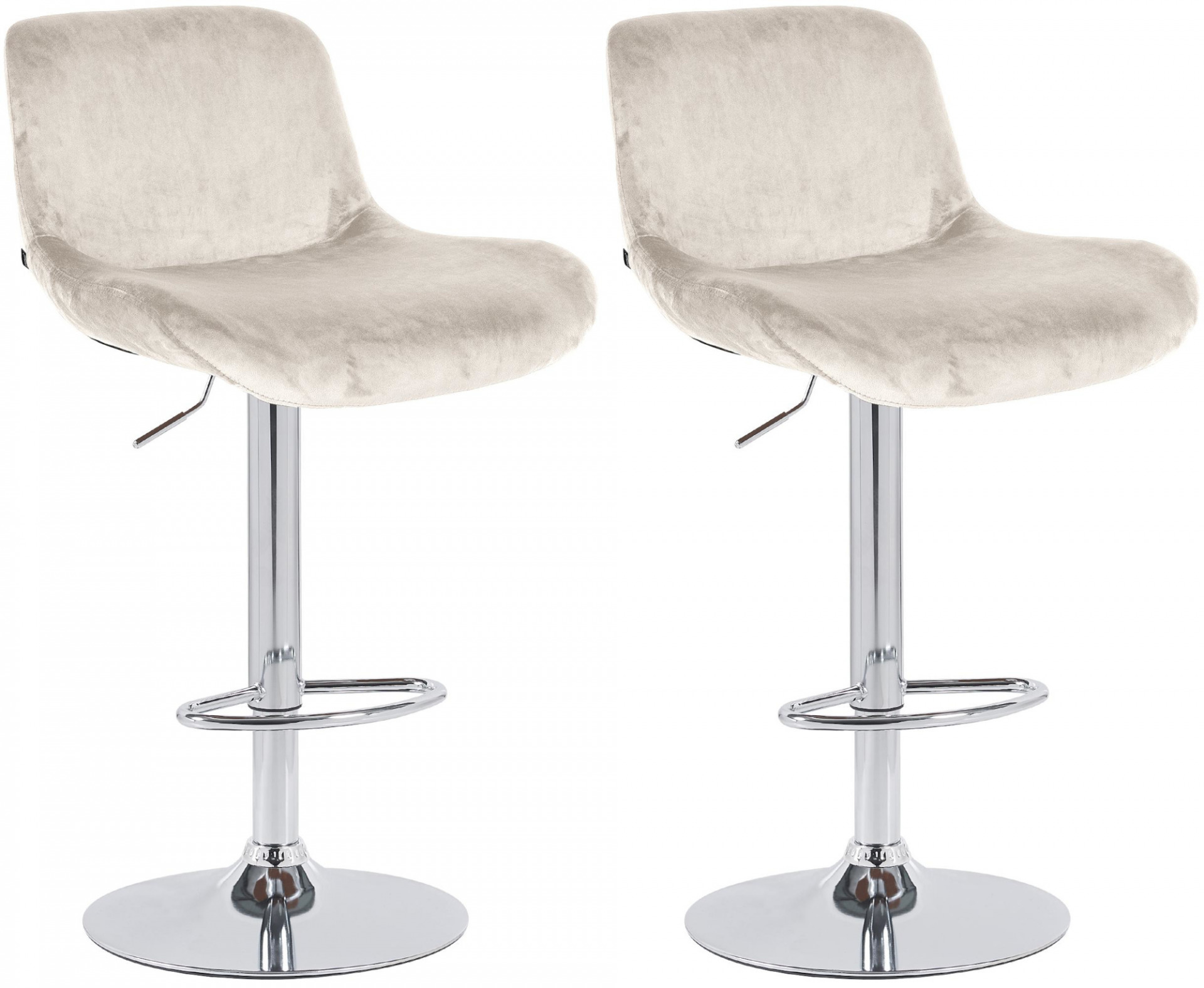 2er Set Barhocker Solon Chrom Samt, creme