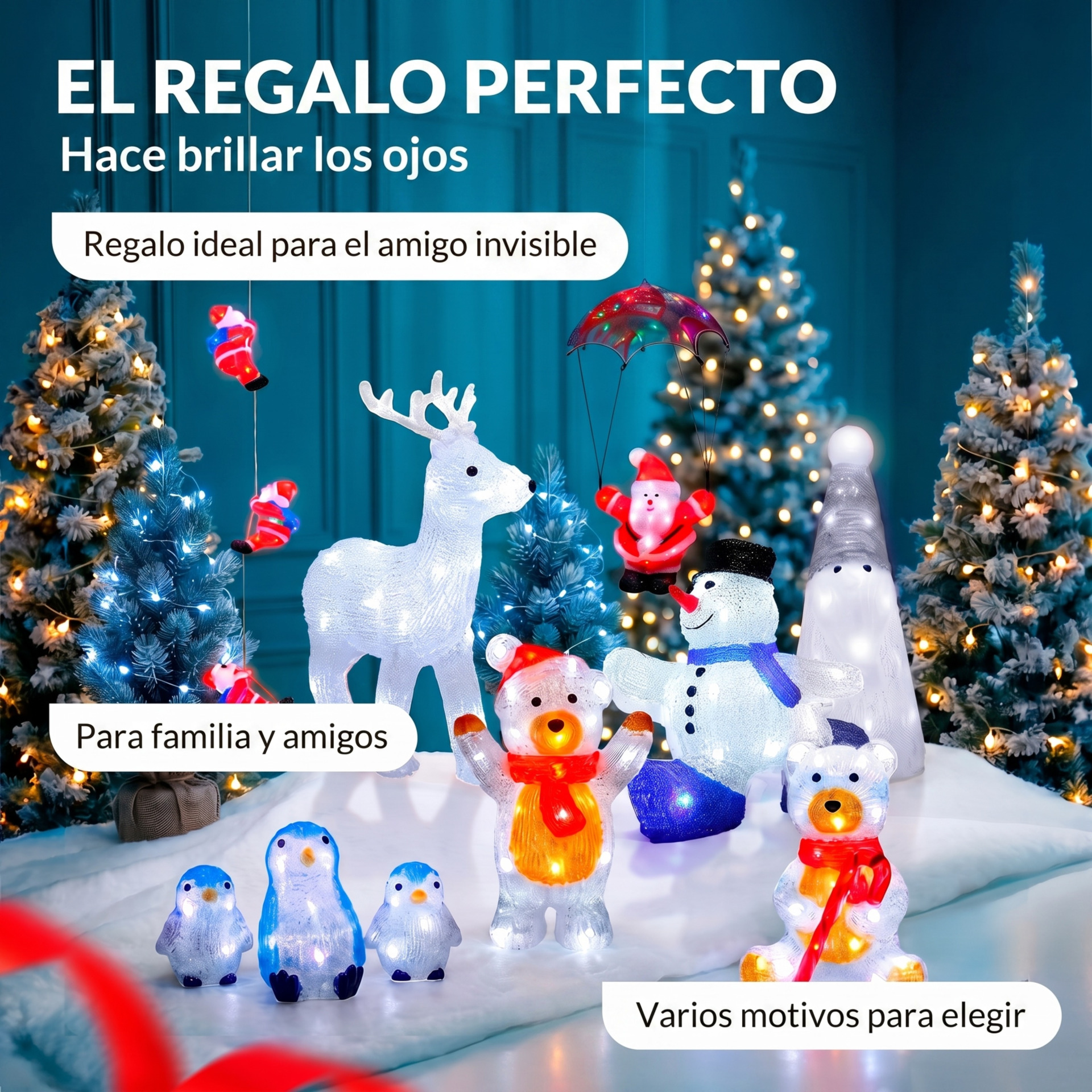 LED Acryl Figur Weihnachten Santa Weiß