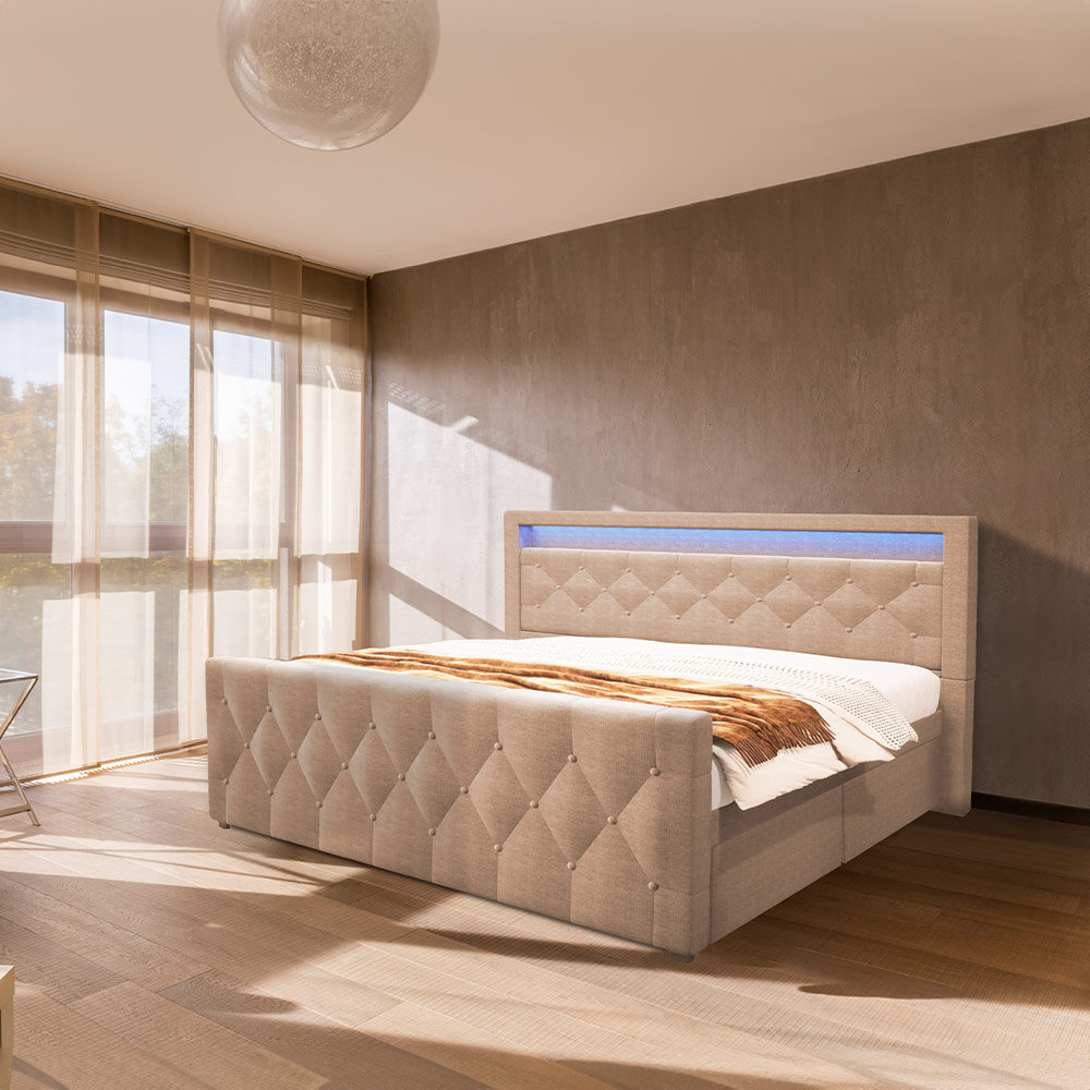 Polsterbett VELARA - 180 x 200 cm Beige