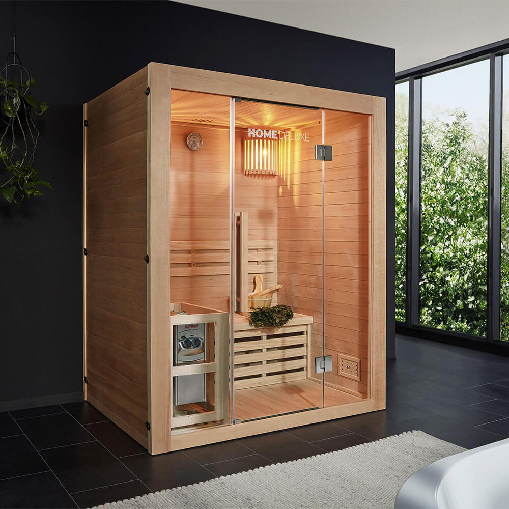 Traditionelle Sauna SKYLINE L - 150 x 120 cm für 3 Personen