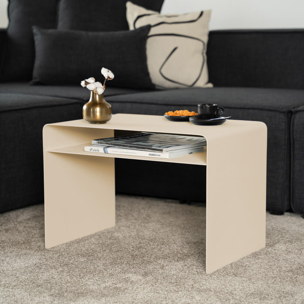 Beistelltisch aus Metall ZIMA - 58 x 38 cm Creme Made in Germany