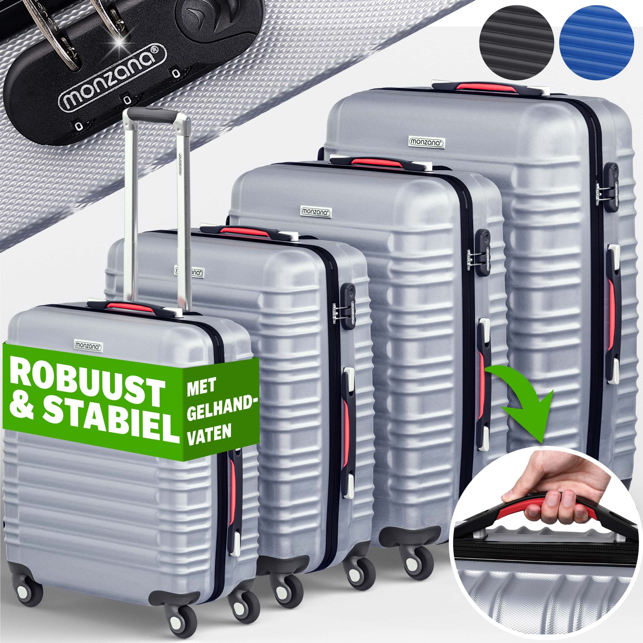 Hartschalenkoffer Set 4tlg Rollen 360º Silber ABS