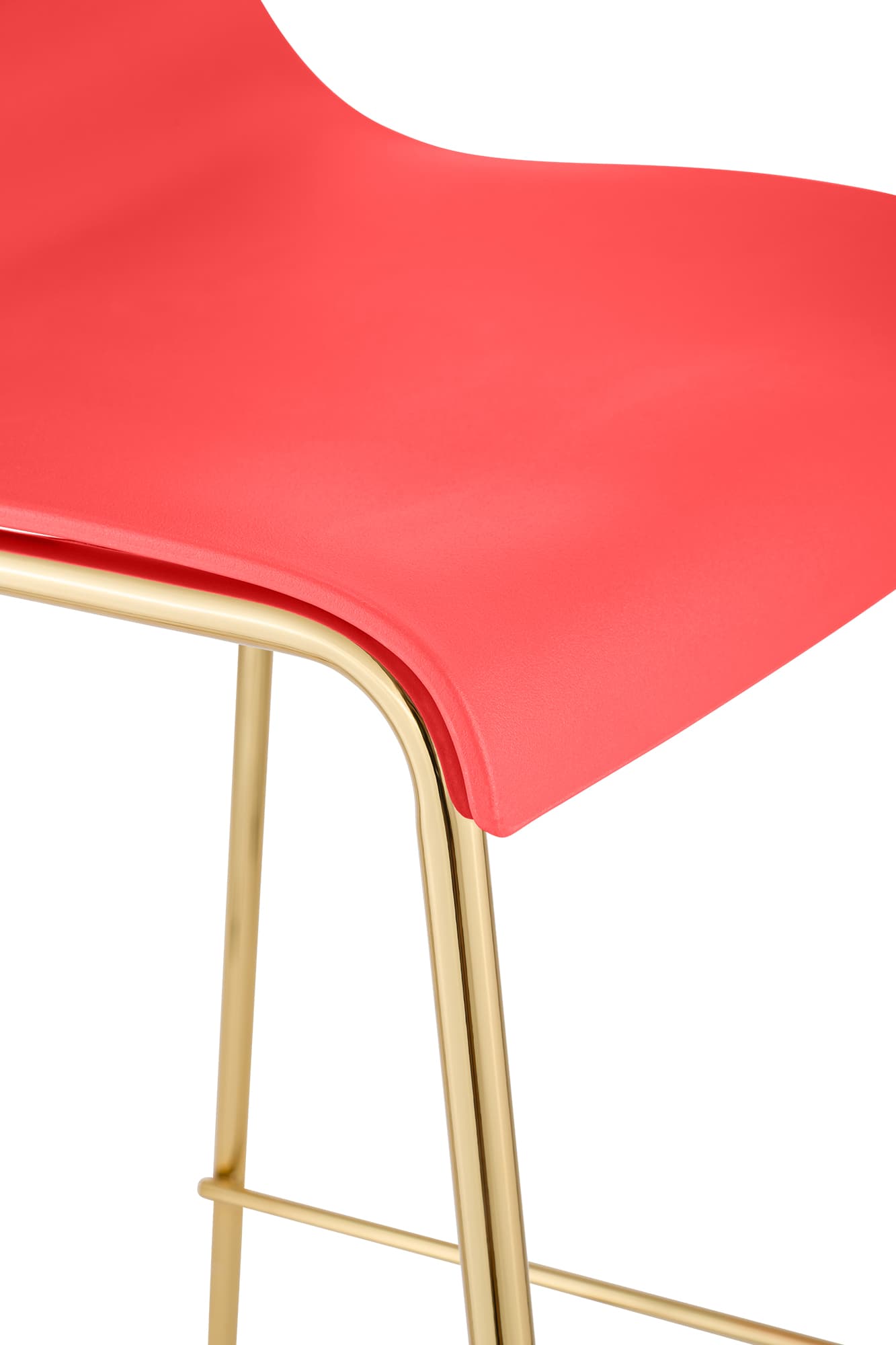 2er Set Barhocker Hoover Kunststoff 4-Fuß Gold, rot