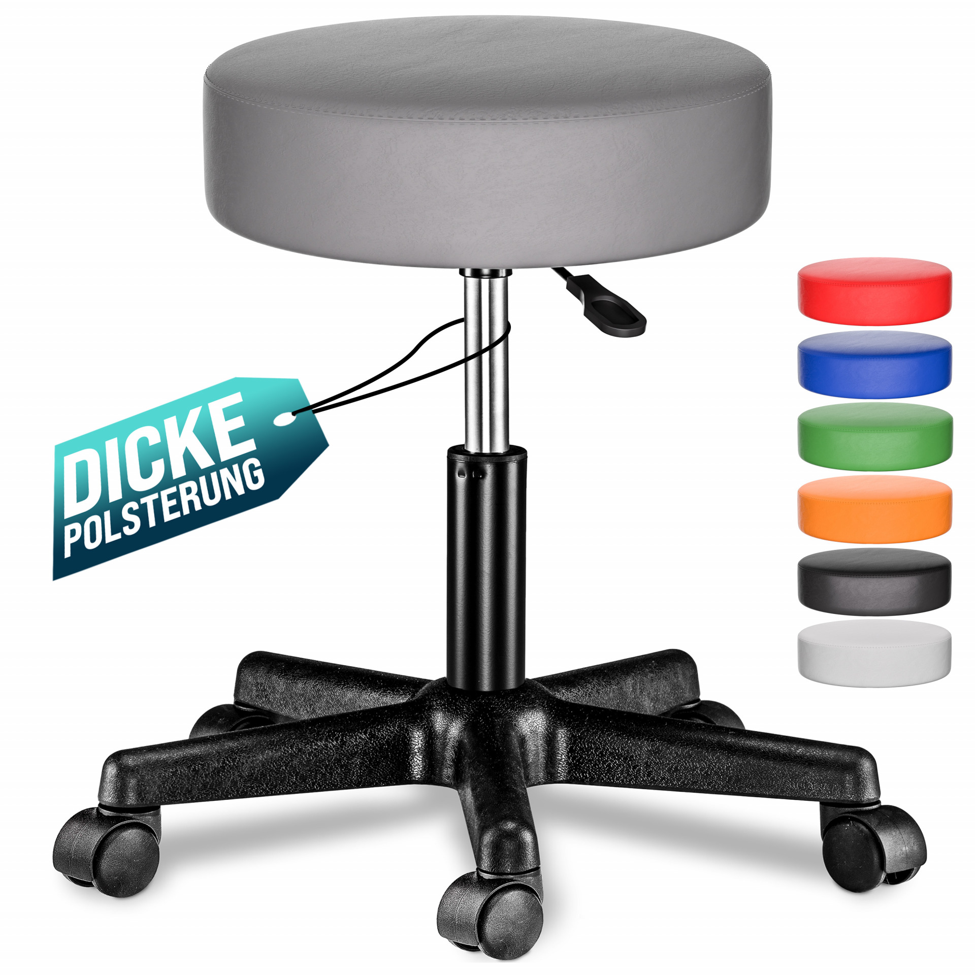 Rollhocker Kunstleder Grau 360° drehbar