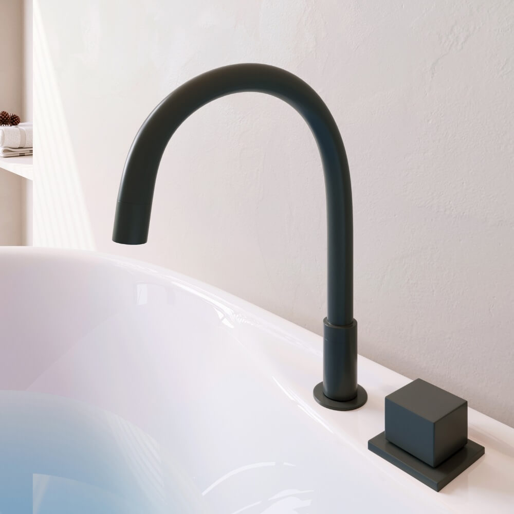 Badewanne mit schwarzer Armatur LENI - 170 x 80 cm