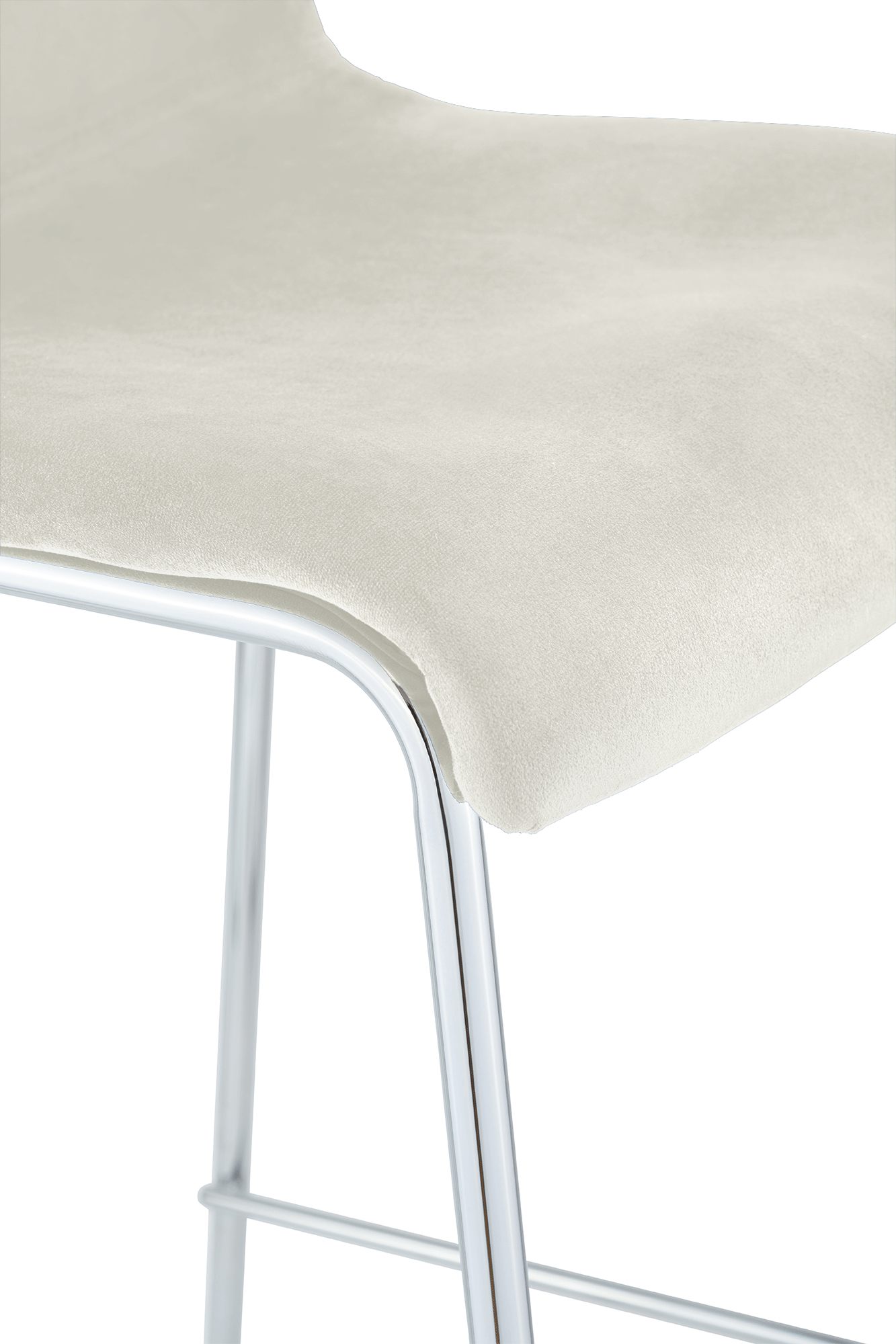 Barhocker Hoover Samt 4-Fuß Chrom, creme