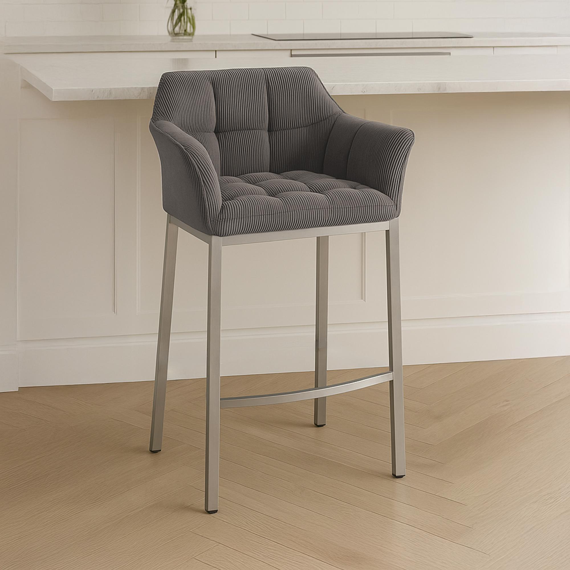 Barhocker Damaso E Cord mit 4-Fuß Gestell, taupe
