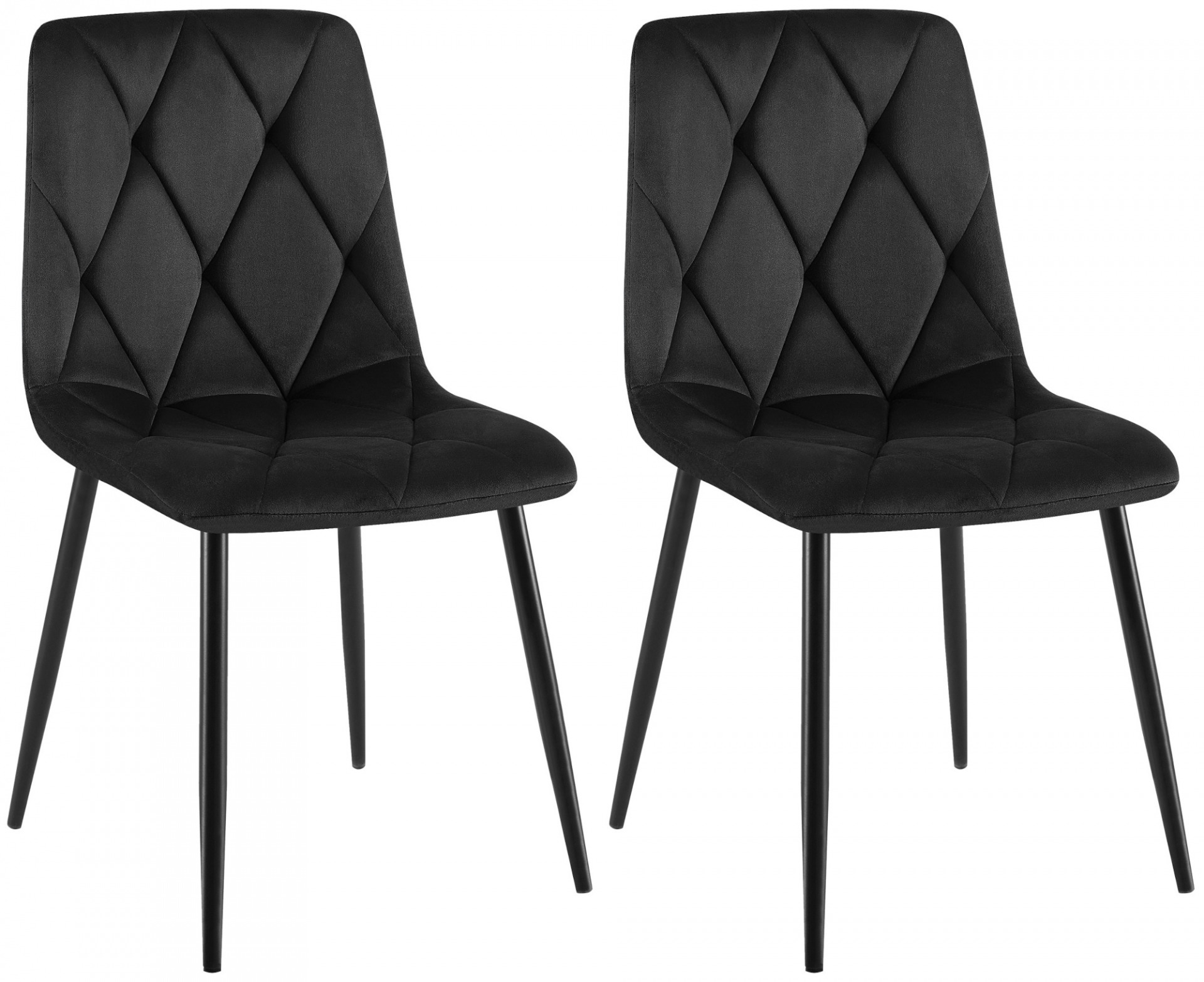 2er Set Esszimmerstuhl Clairton Samt, schwarz