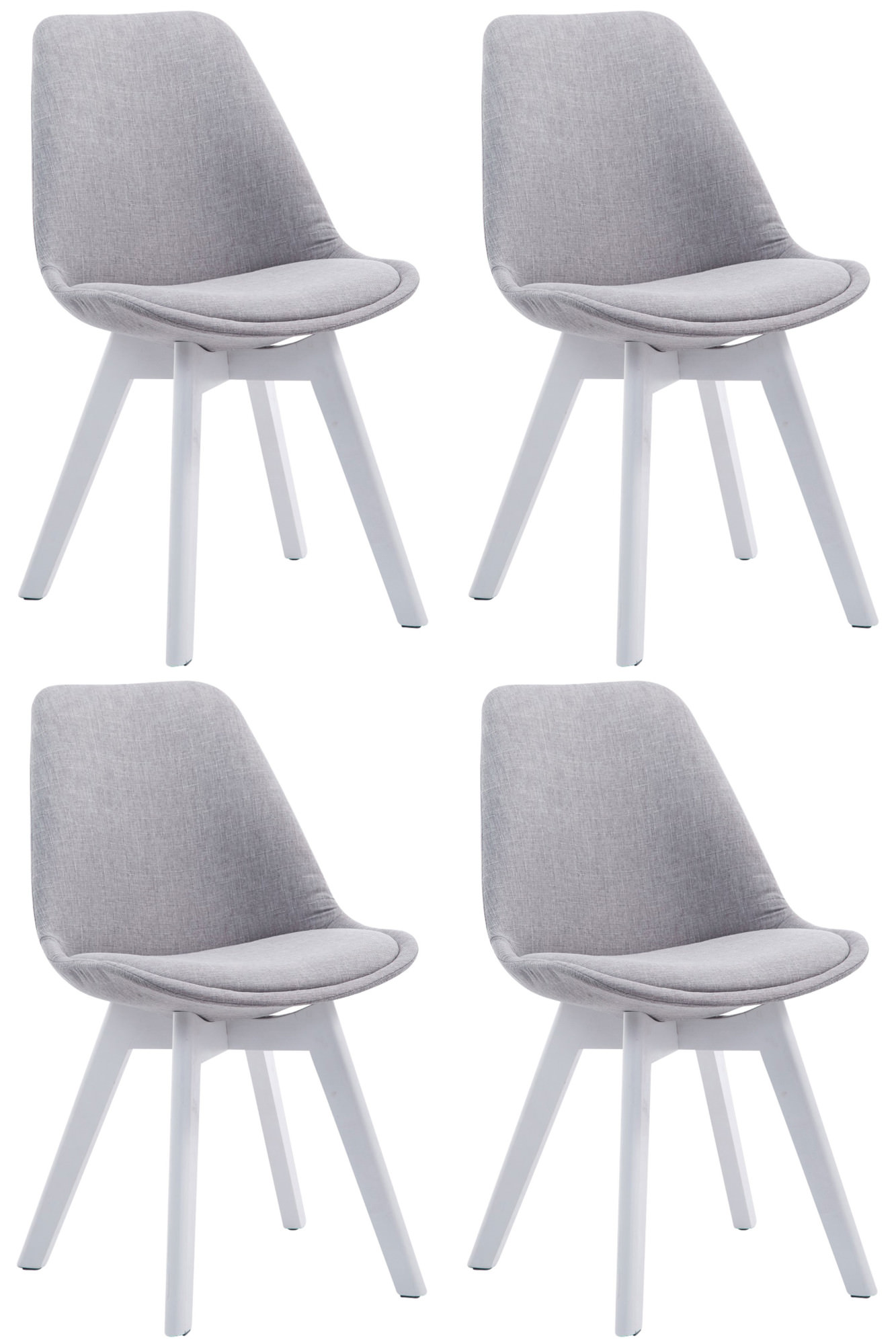 4er Set Besucherstühle Borneo V2 Weiß Stoff, grau