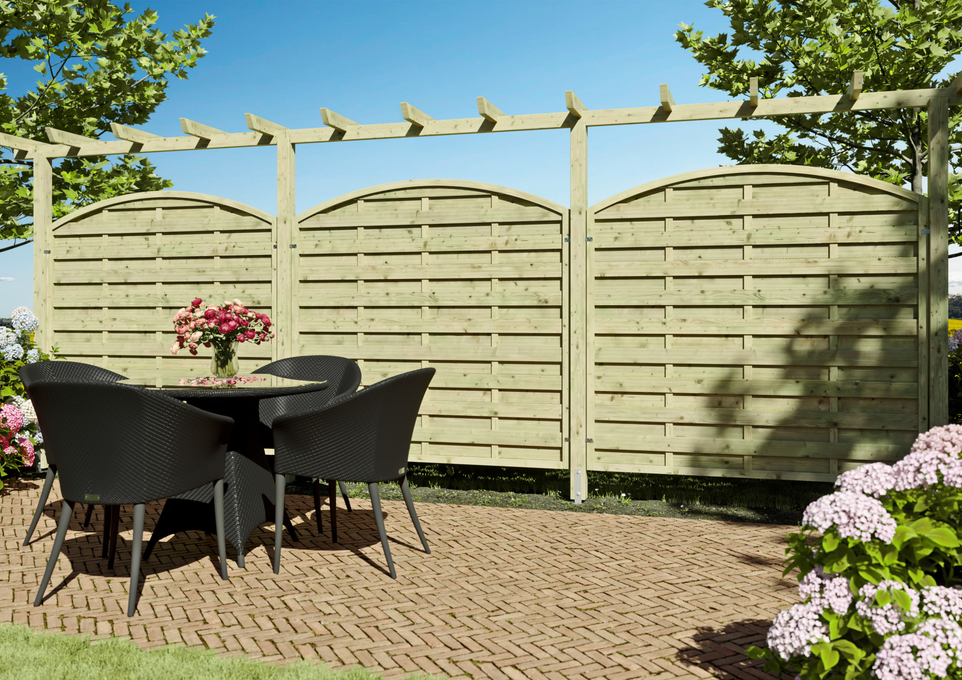 Pergola komplett, 9 x 9 x 450 cm, kdi-grün