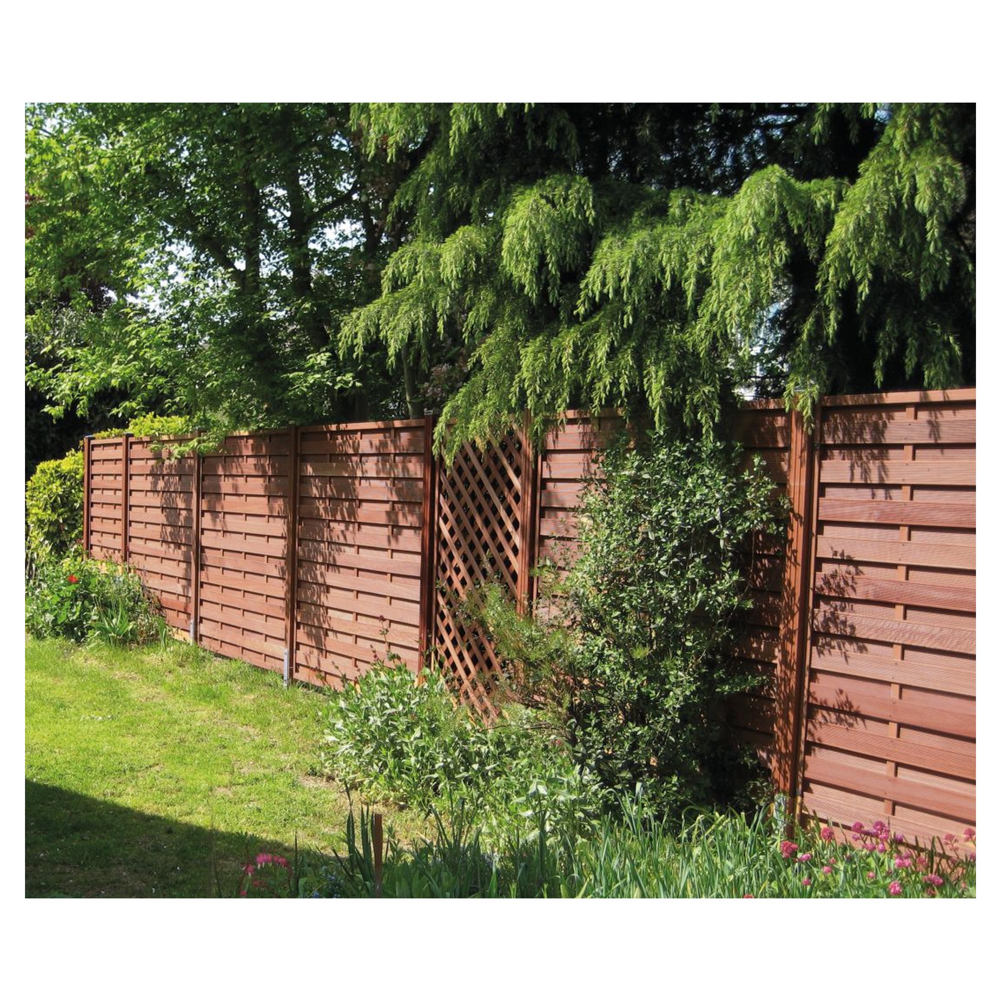FORTIS-Dichtzaun, Keruing, 180 x 180 cm, Rahmen 42/42 mm, Lamellen 8/100 mm fein geriffelt