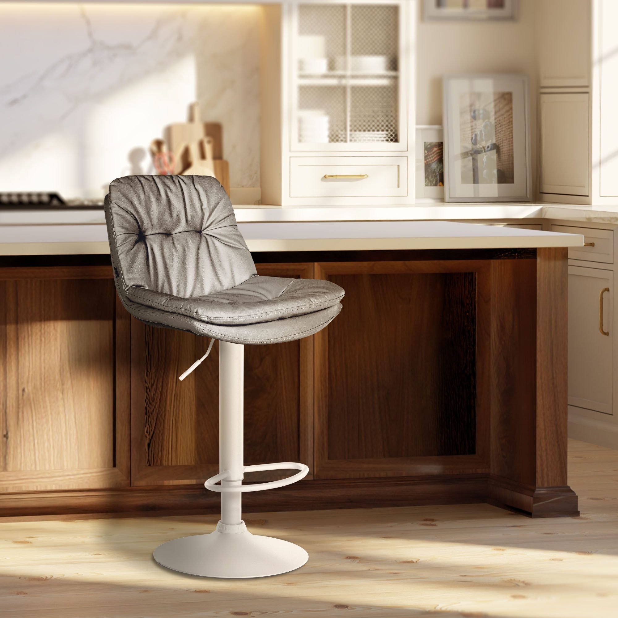 Barhocker Laurel Kunstleder weiß, grau