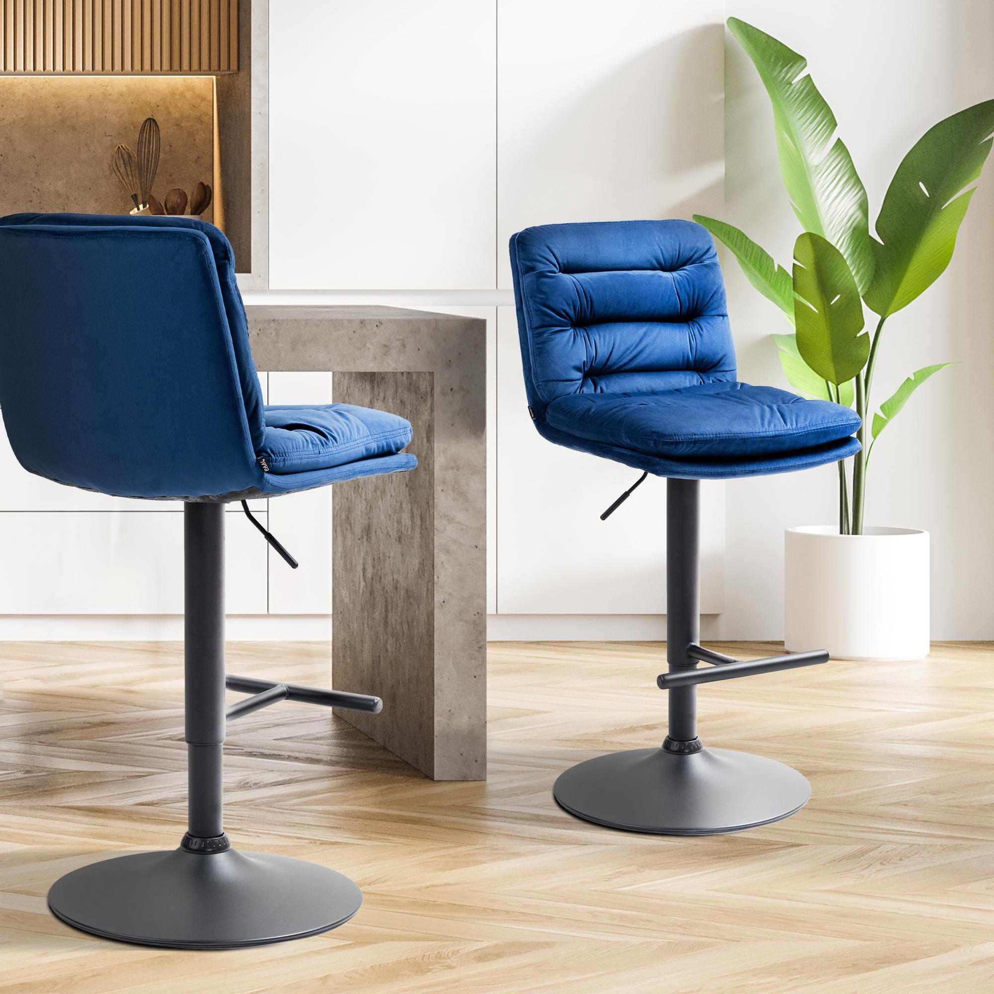 Barhocker Damar Samt schwarz, blau