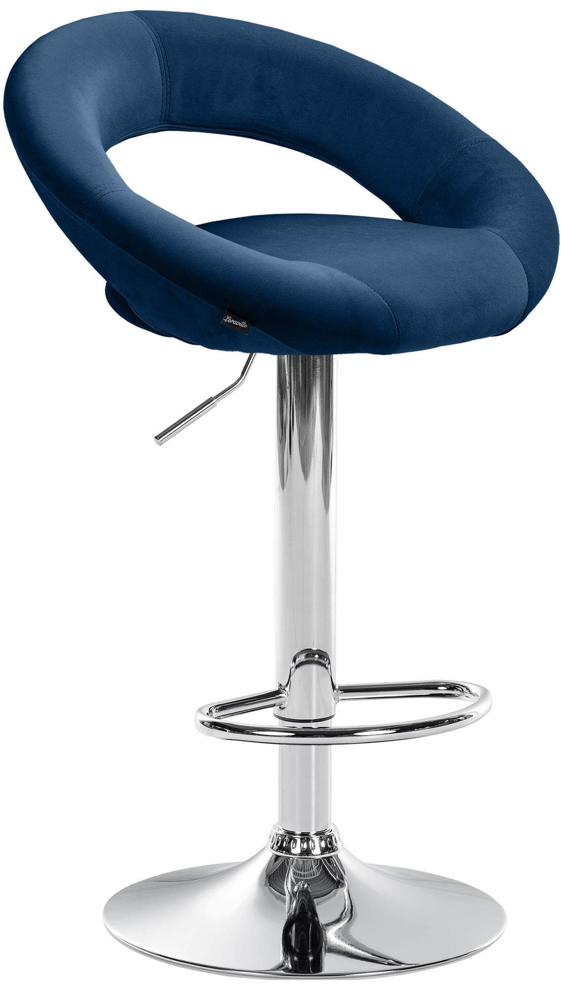 Barhocker Olinda Samt chrom, blau