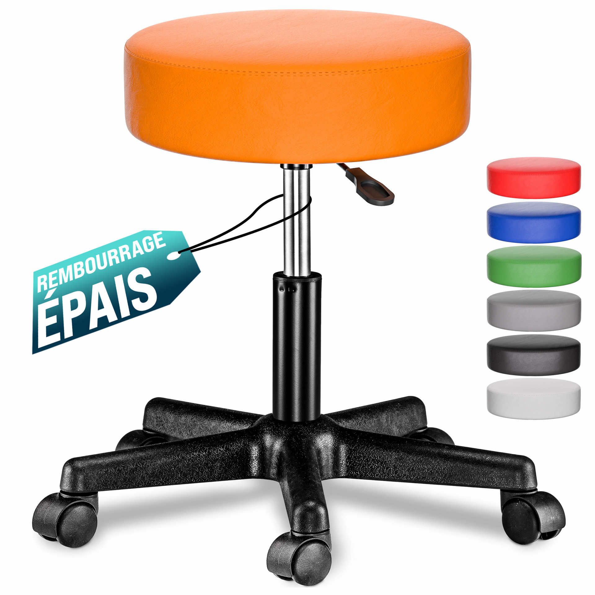 Rollhocker Kunstleder Orange 360° drehbar